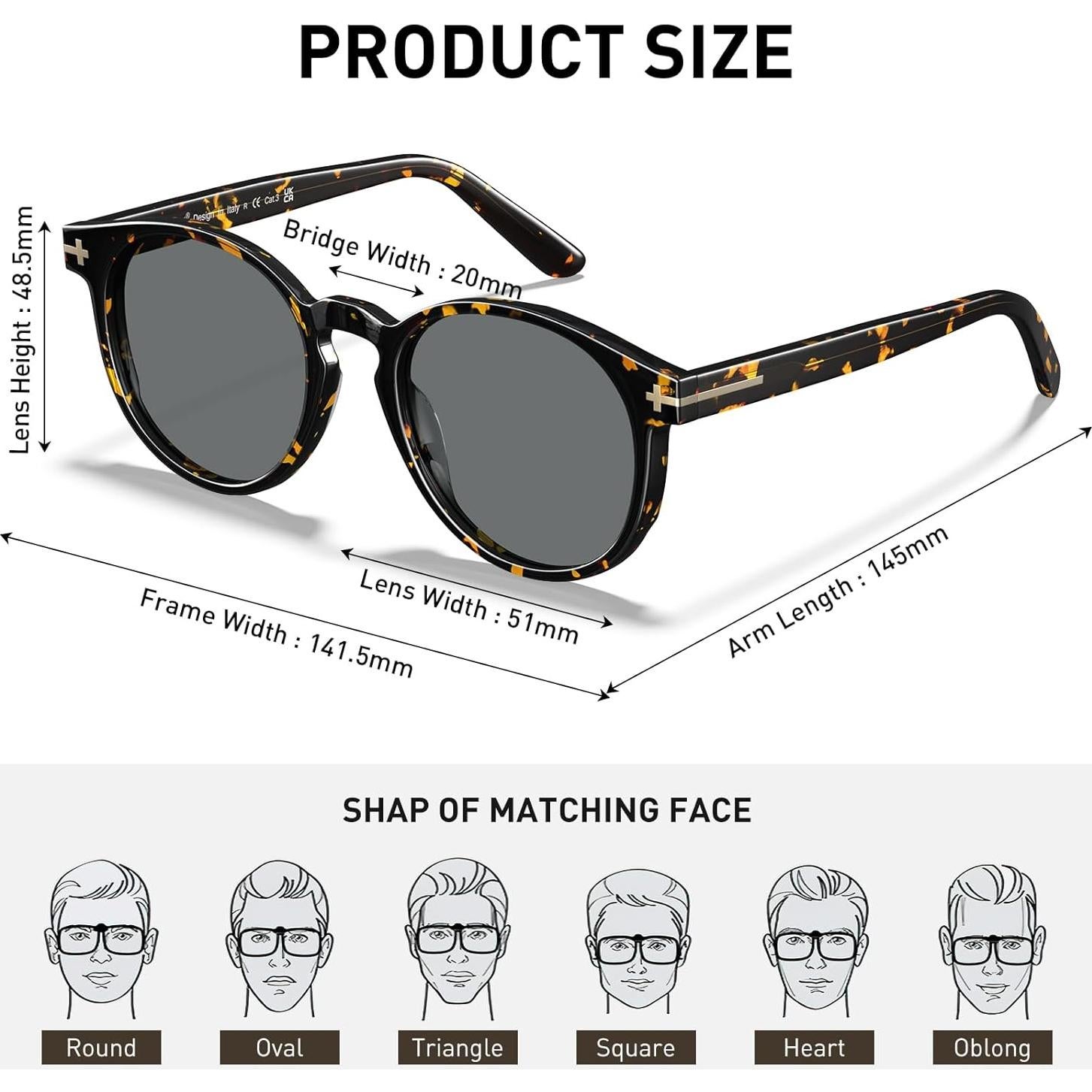 Gafas de sol AVAWAY polarizadas para hombres redondas UV400