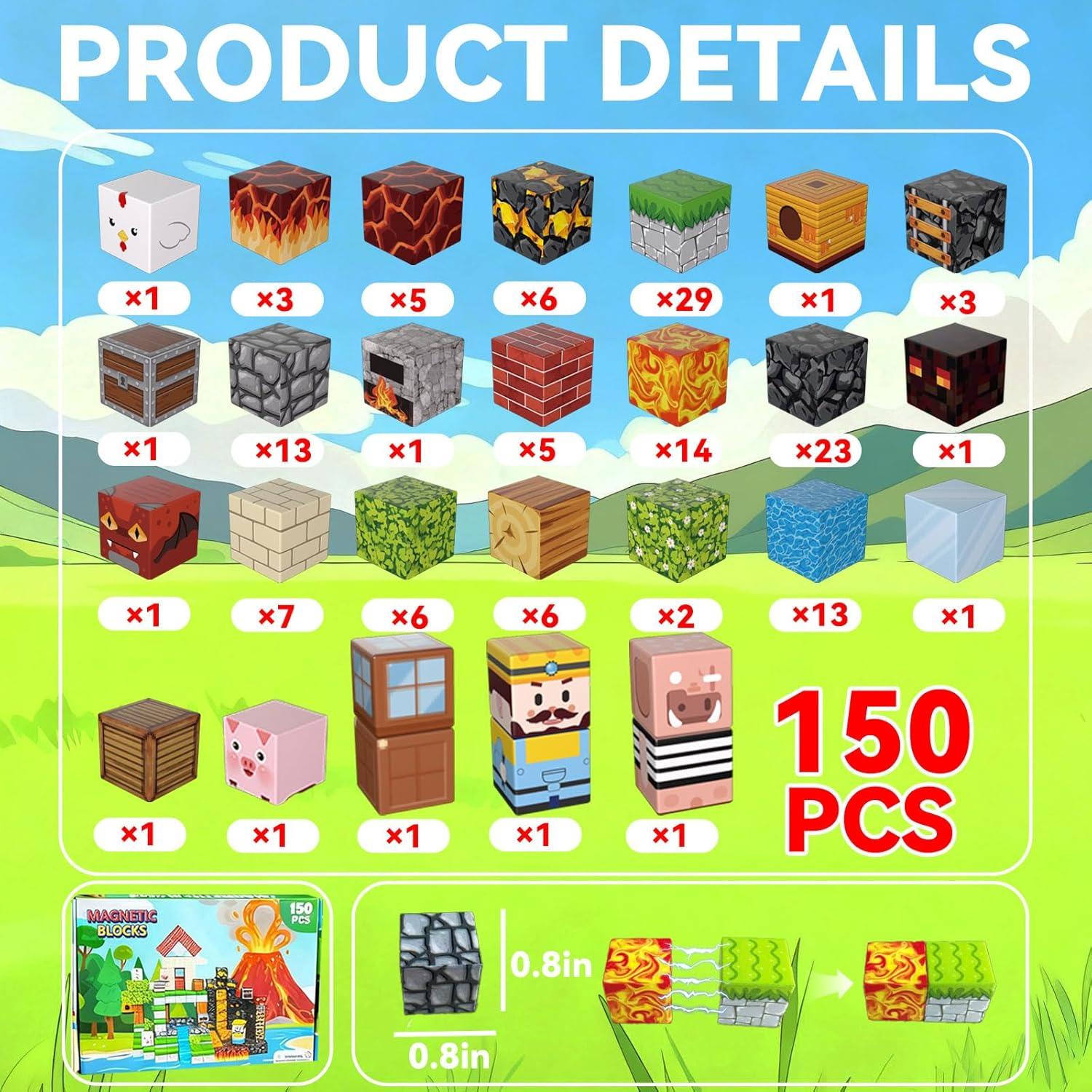 150 Bloques Magnéticos AKUTAIN para Construcción Creativa