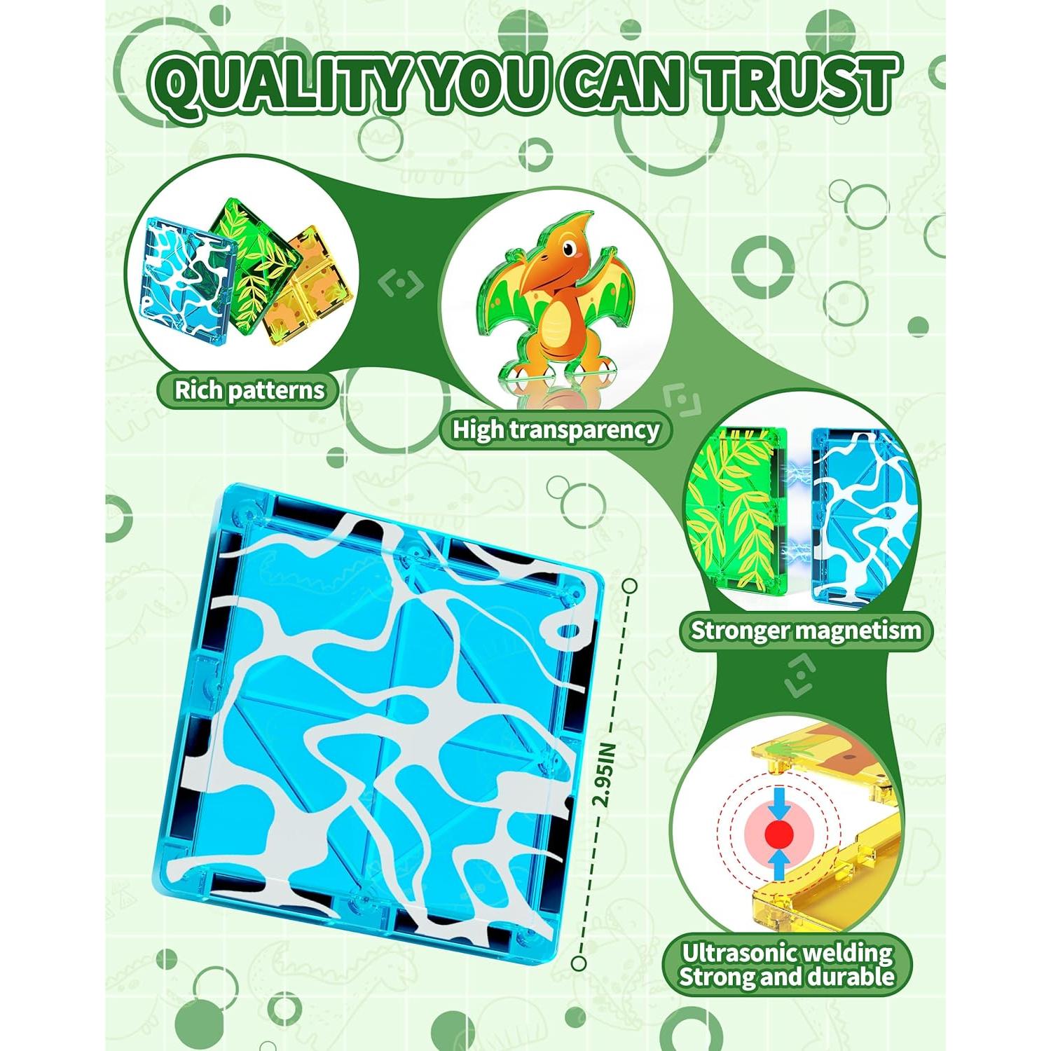 Azulejos Magnéticos Doble Cara FRRJUY 50 Piezas Dinosaurios