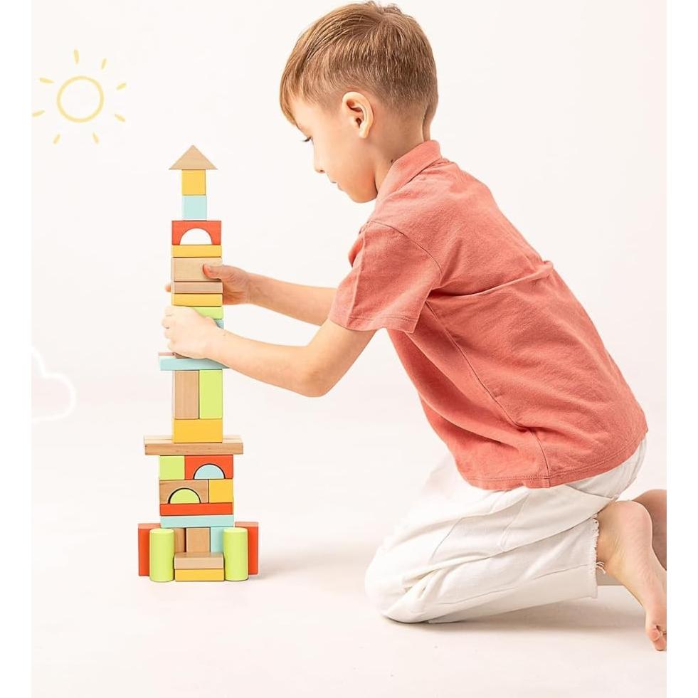 Bloques de Construcción Pidoko Kids 100 Piezas Madera 1-3 Años