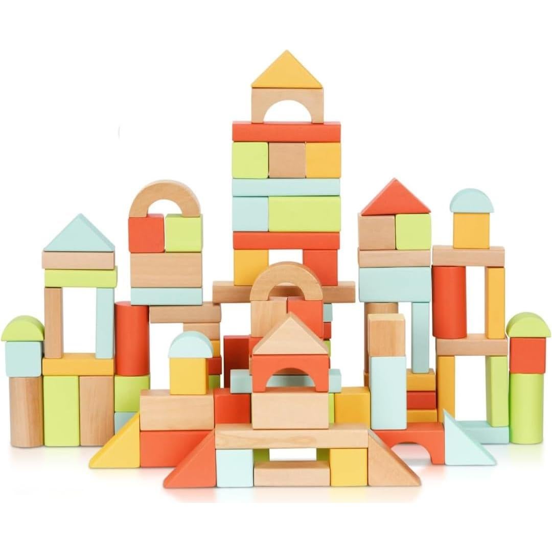 Bloques de Construcción Pidoko Kids 100 Piezas Madera 1-3 Años