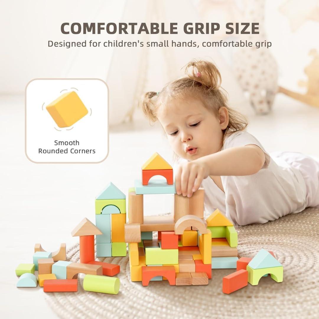 Bloques de Construcción Pidoko Kids 100 Piezas Madera 1-3 Años