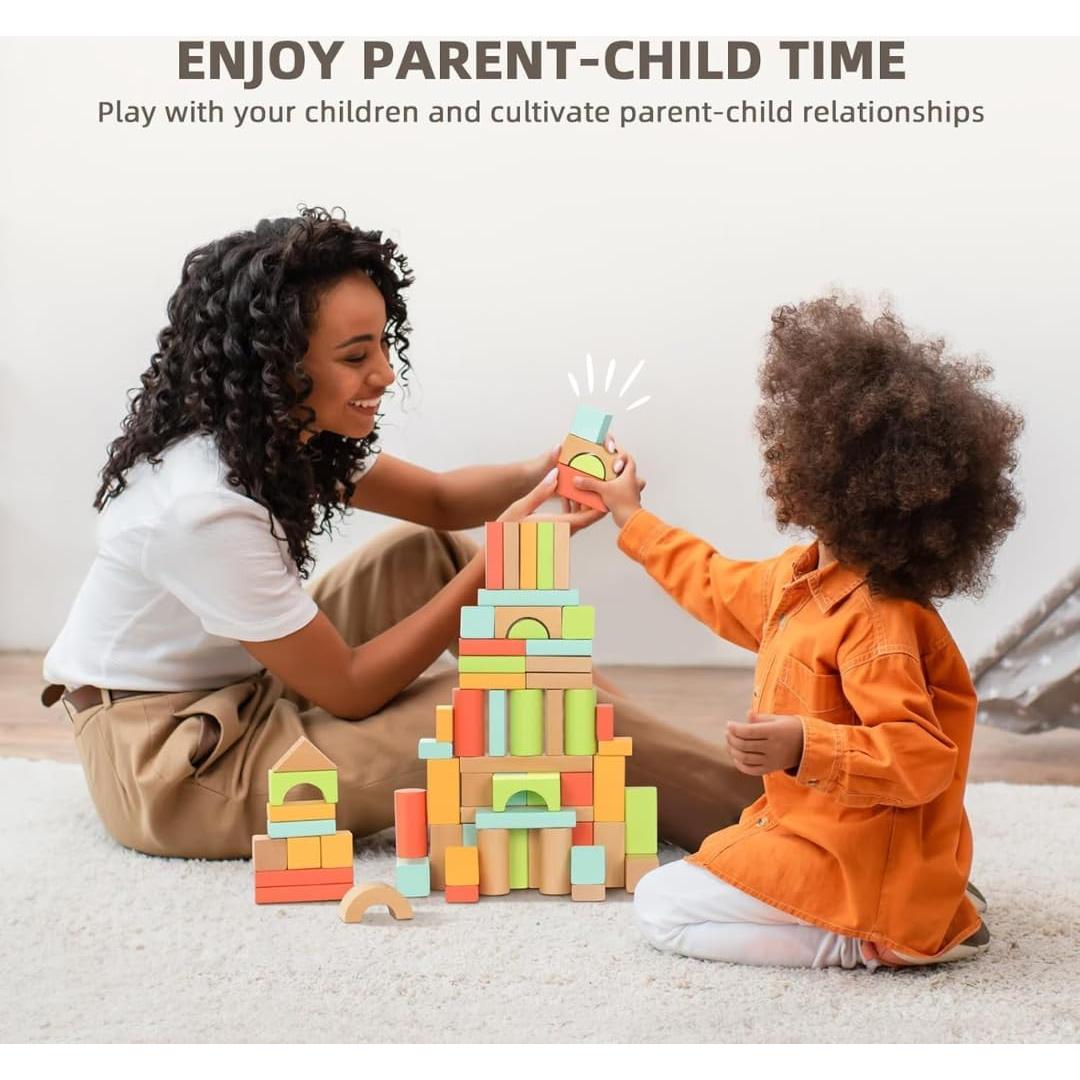 Bloques de Construcción Pidoko Kids 100 Piezas Madera 1-3 Años