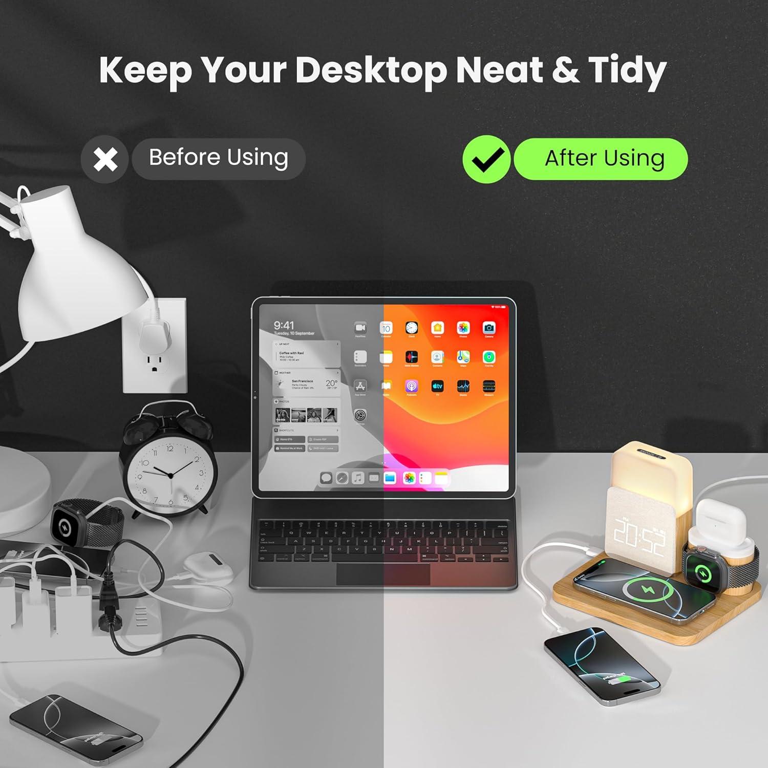 Estación de Carga Inalámbrica RichBird S32-03 con Reloj