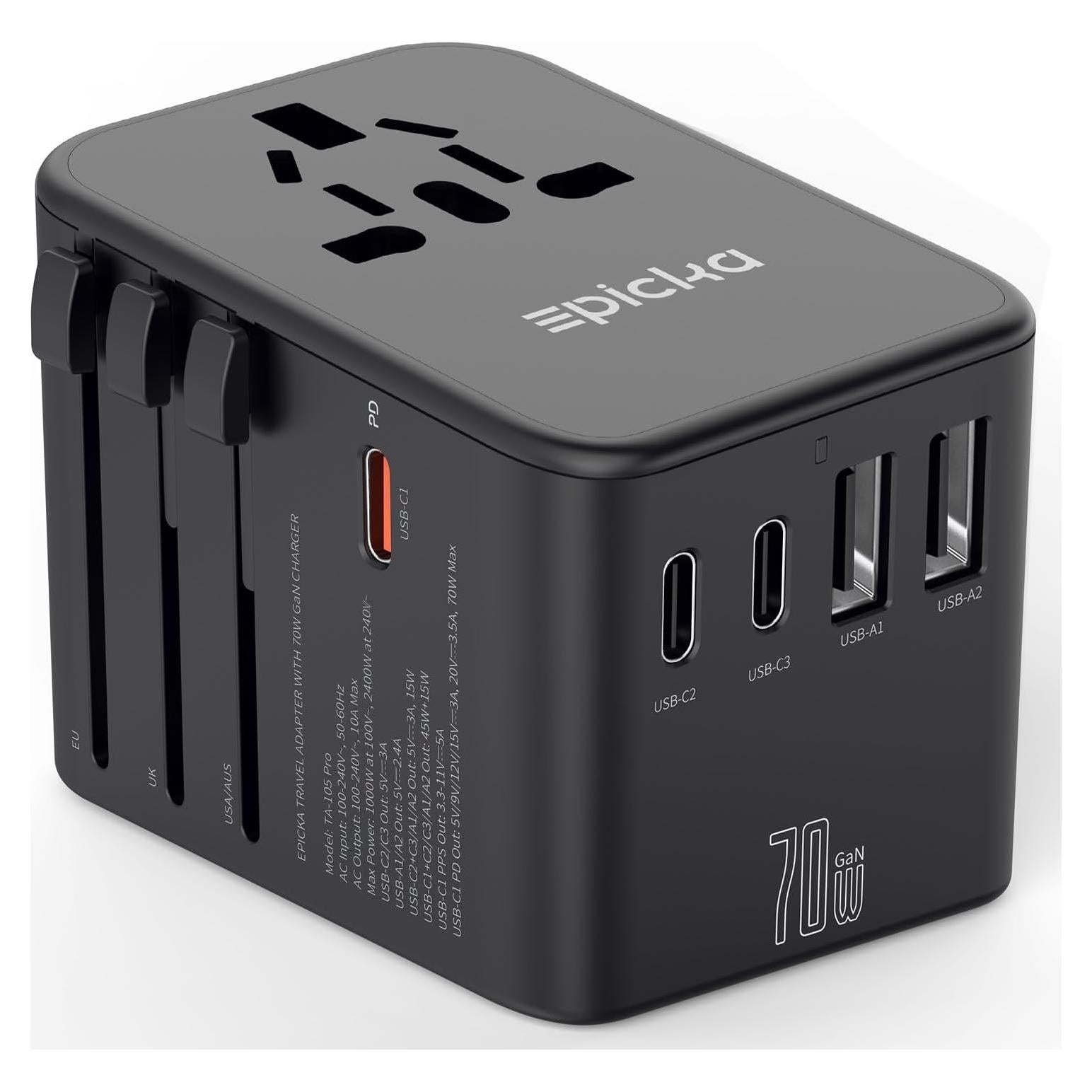 Adaptador de Viaje Universal EPICKA TA-105 Pro 70W 6 en 1