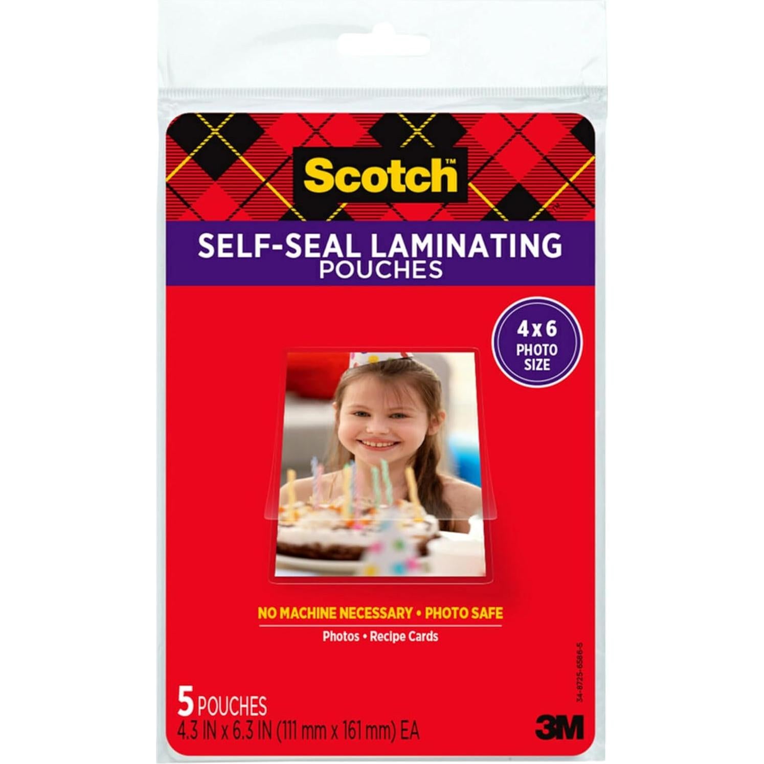 Laminado Autoadhesivo Scotch 4x6 cm - Paquete de 15 Hojas