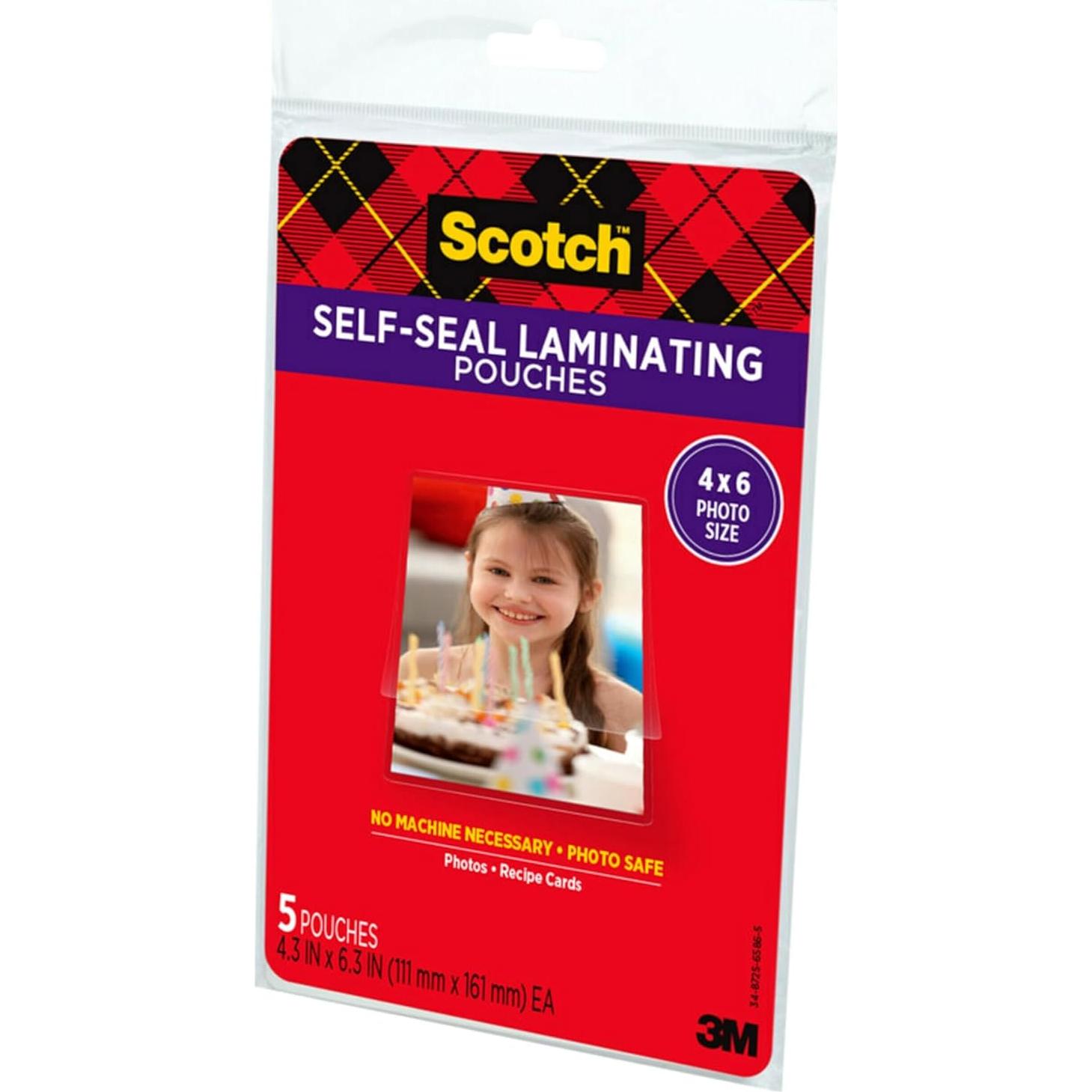 Laminado Autoadhesivo Scotch 4x6 cm - Paquete de 15 Hojas