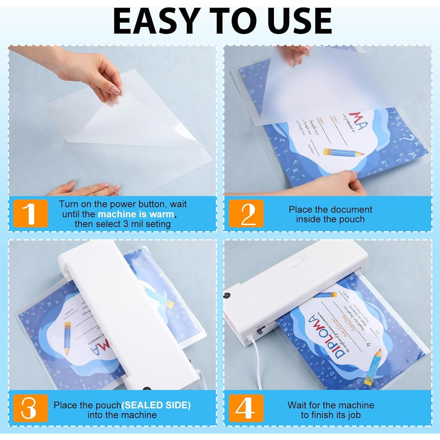 Paquete de 400 Hojas de Laminado FURWEY 3 Mil Transparente