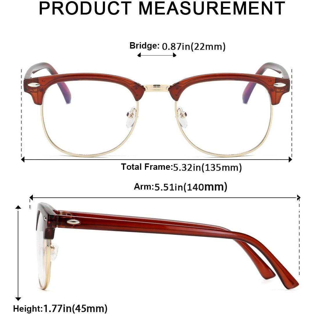 Gafas AISSWZBER Vintage Semi-Montura Lente Claro 50mm