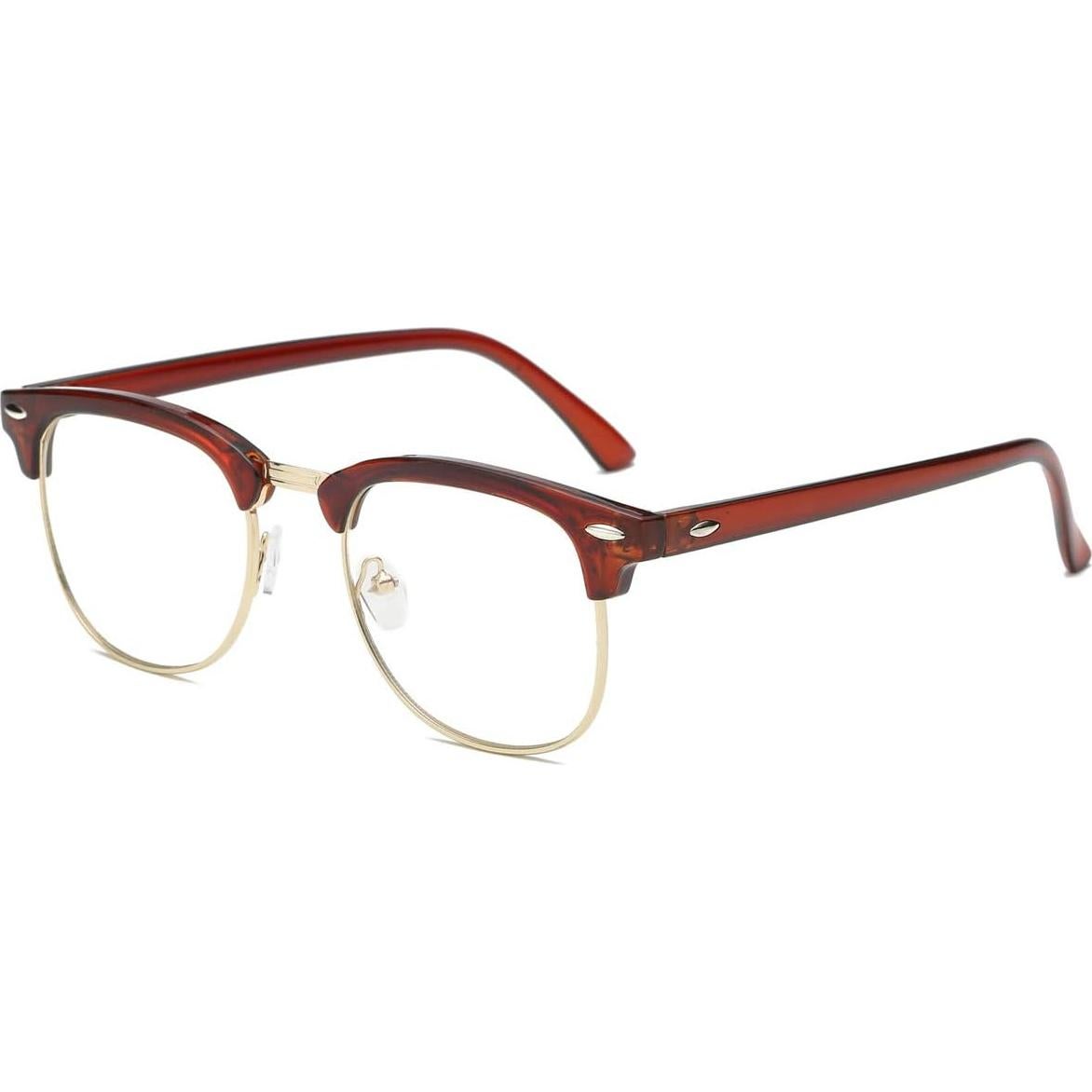 Gafas AISSWZBER Vintage Semi-Montura Lente Claro 50mm