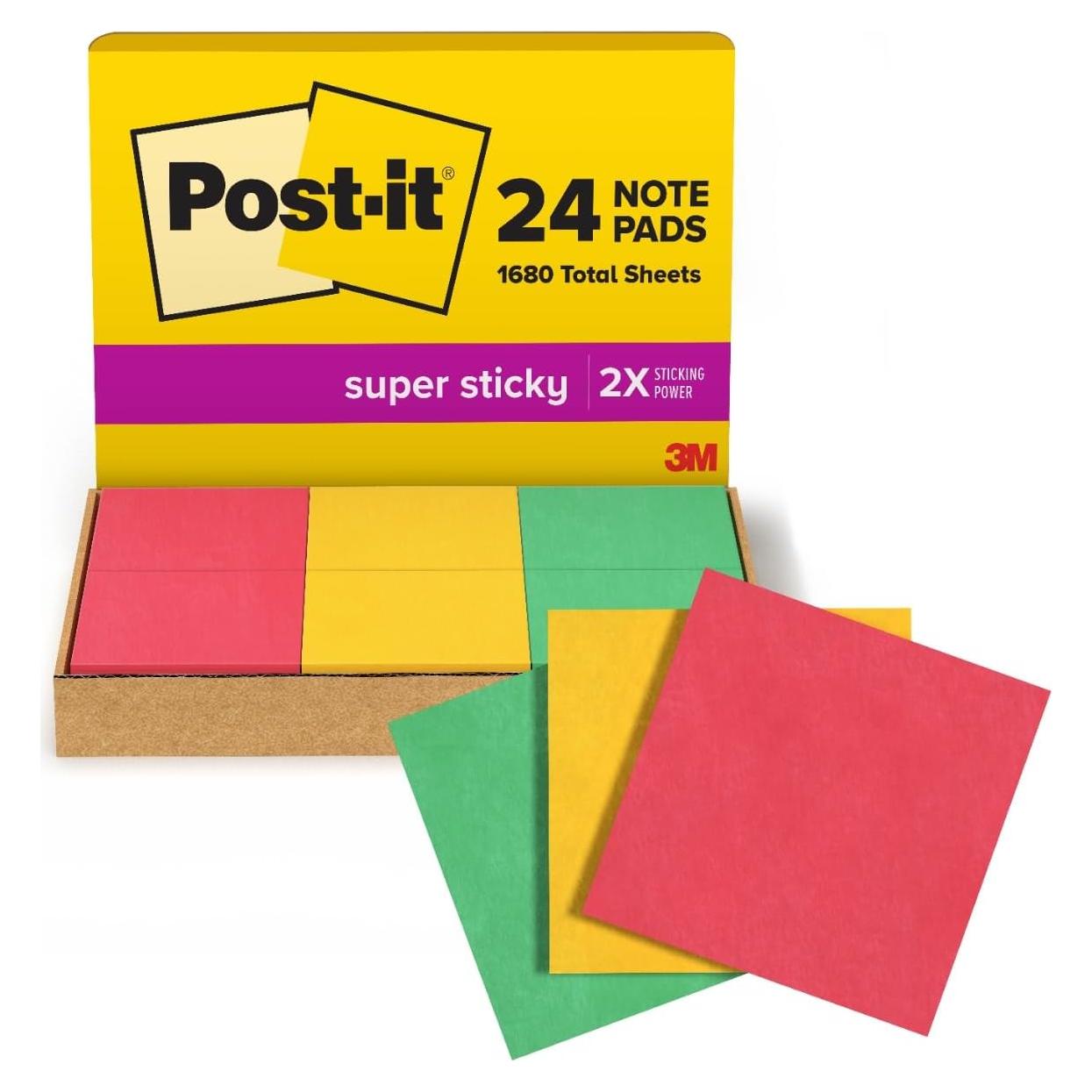 Notas Adhesivas Super Pegajosas Post-it 7.62x7.62 cm 24 Paquetes