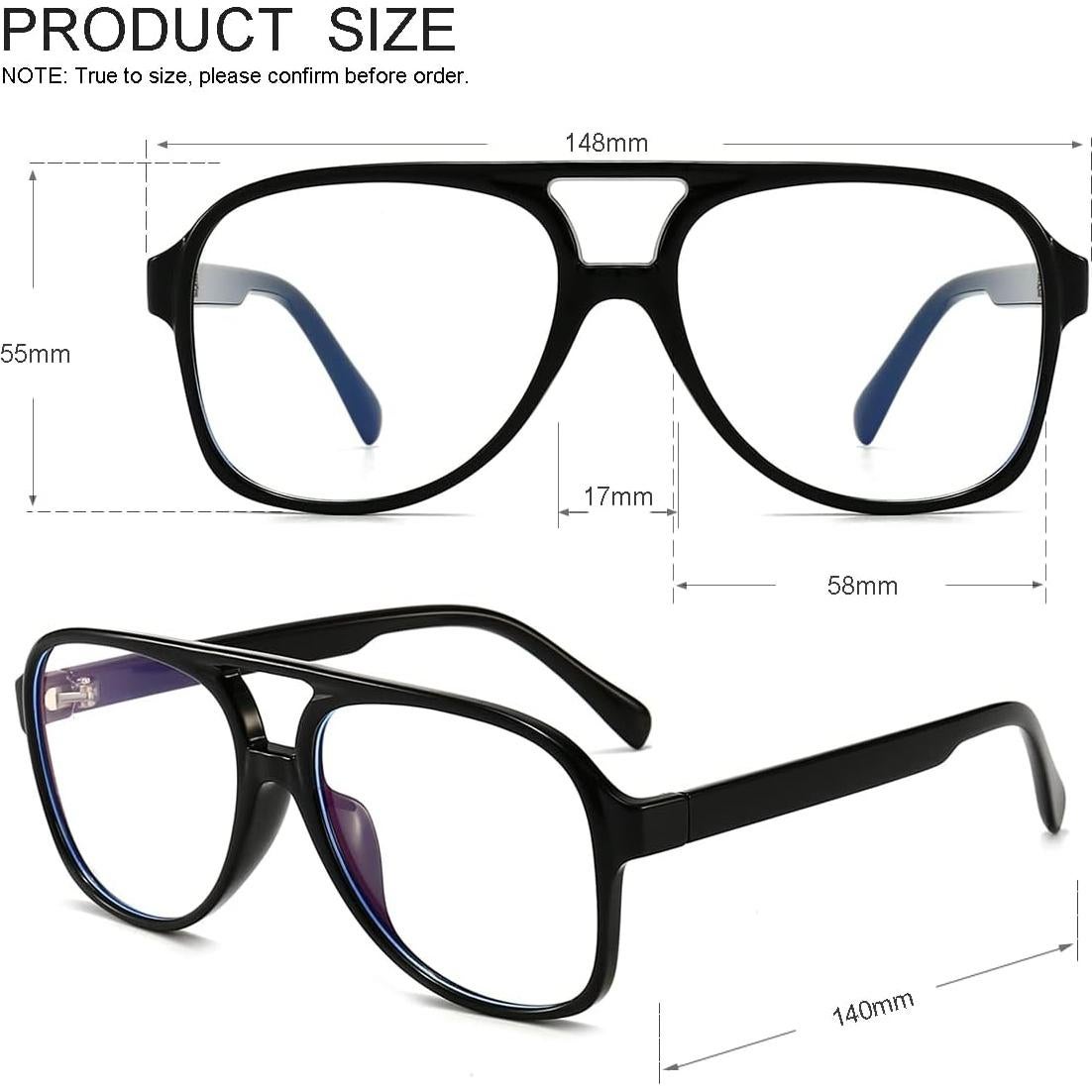 Gafas Aviador JOVAKIT Unisex Lentes Claros 58mm