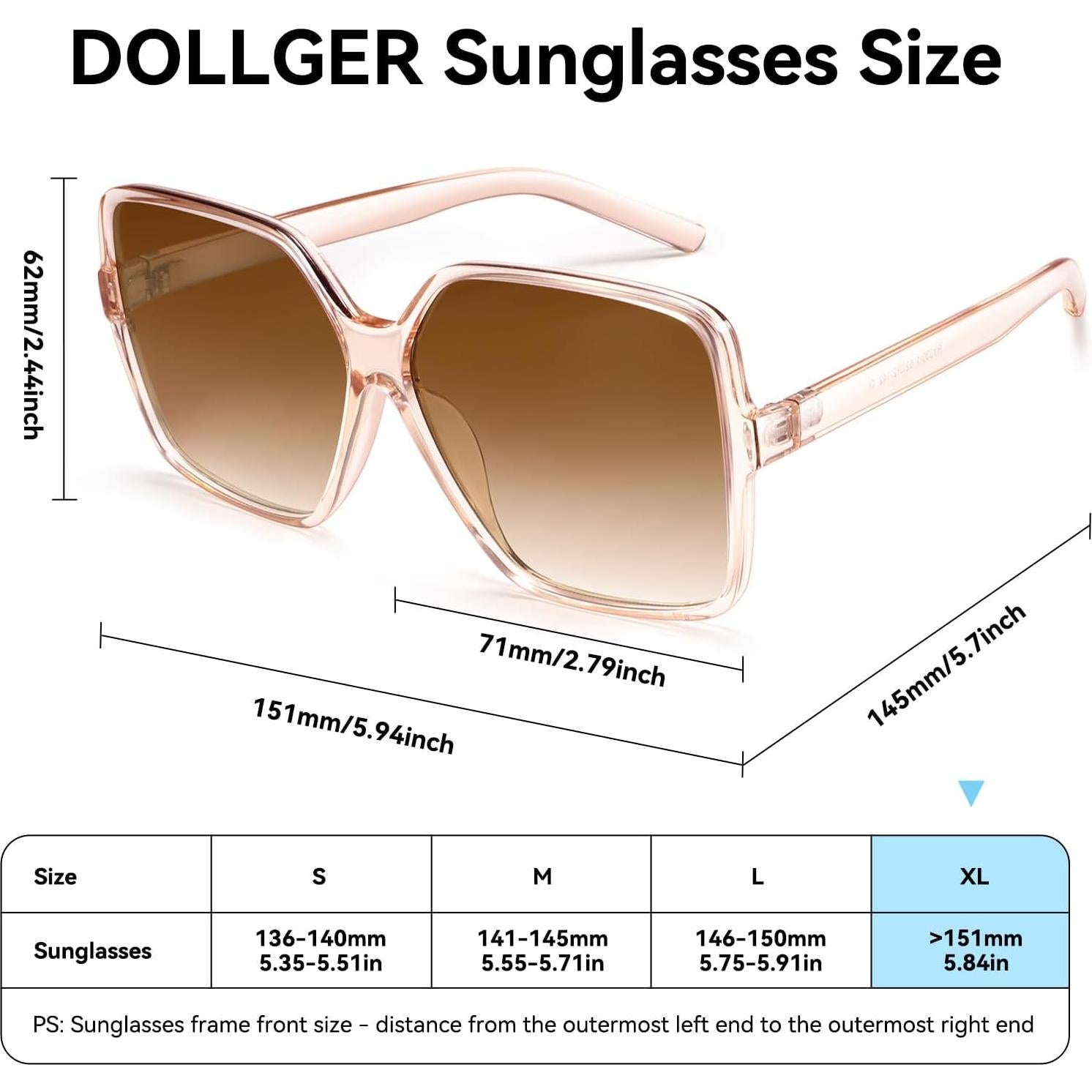 Gafas de sol cuadradas Dollger UV 100% para mujeres y hombres