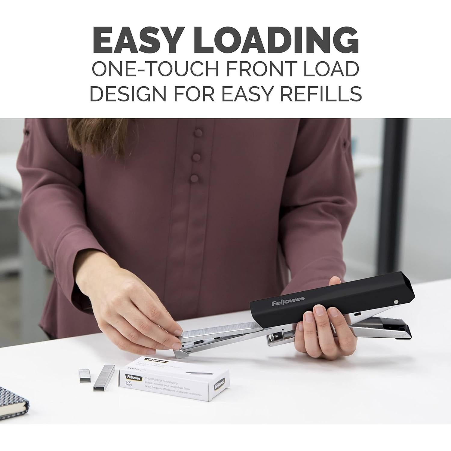 Grapadora de mano Fellowes LX890, capacidad 40 hojas, negra