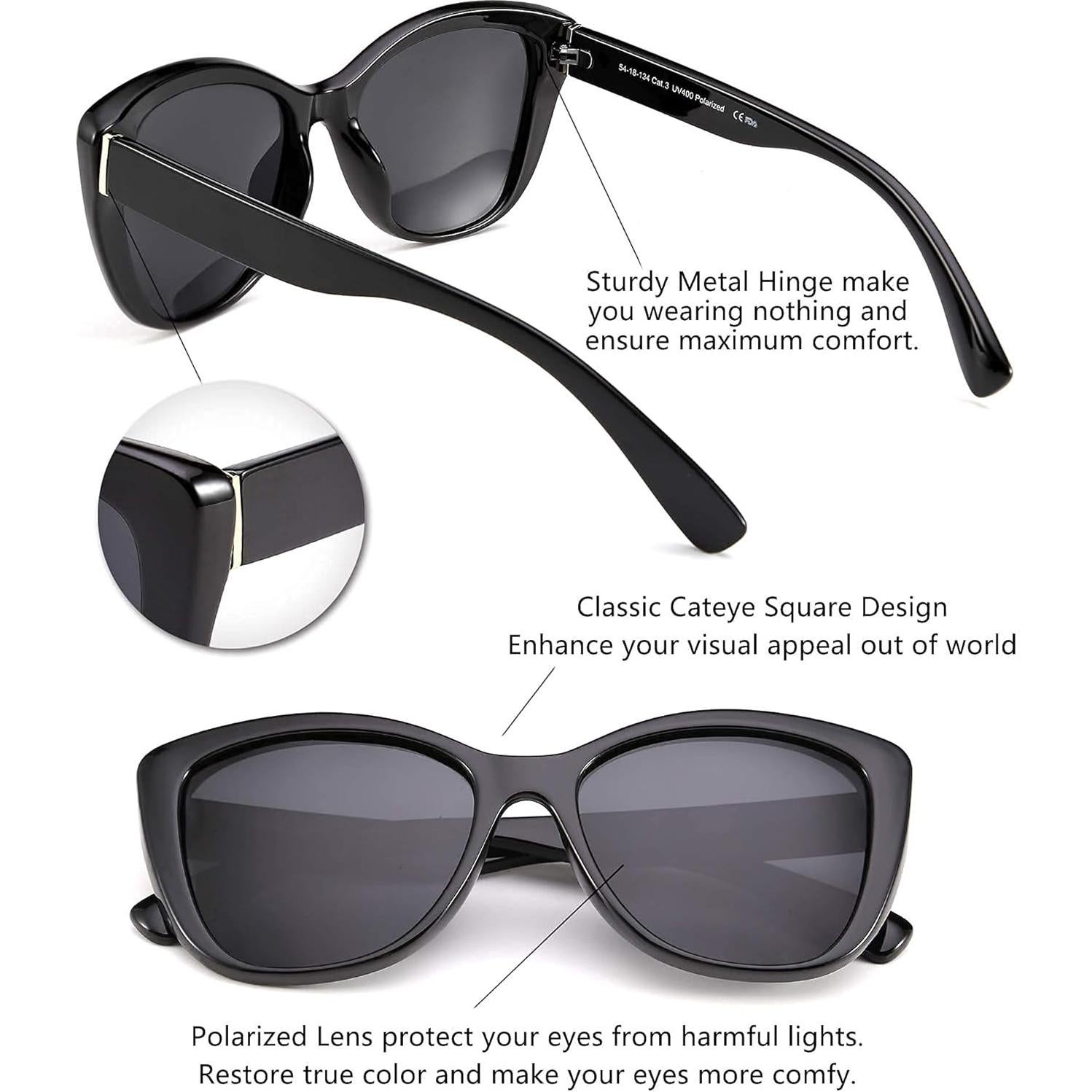 Gafas de Sol FEISEDY Cuadradas Polarizadas 56mm Negro