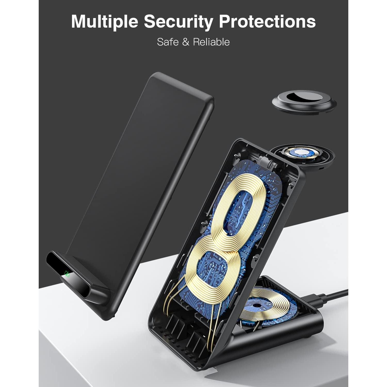 Estación de Carga Inalámbrica 3 en 1 para Apple - Negro