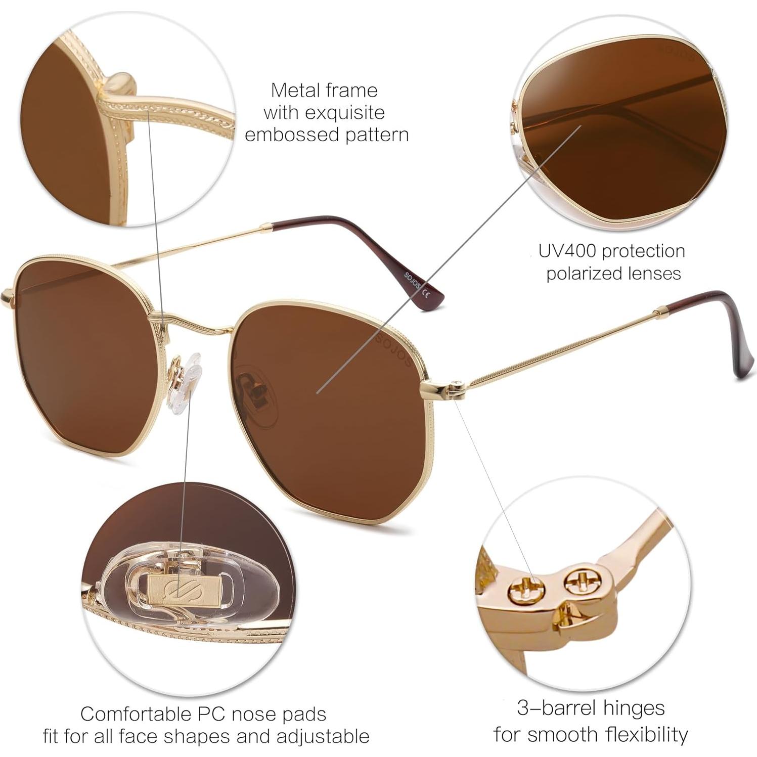 Gafas de sol polarizadas SOJOS SJ1072 marrón 52mm