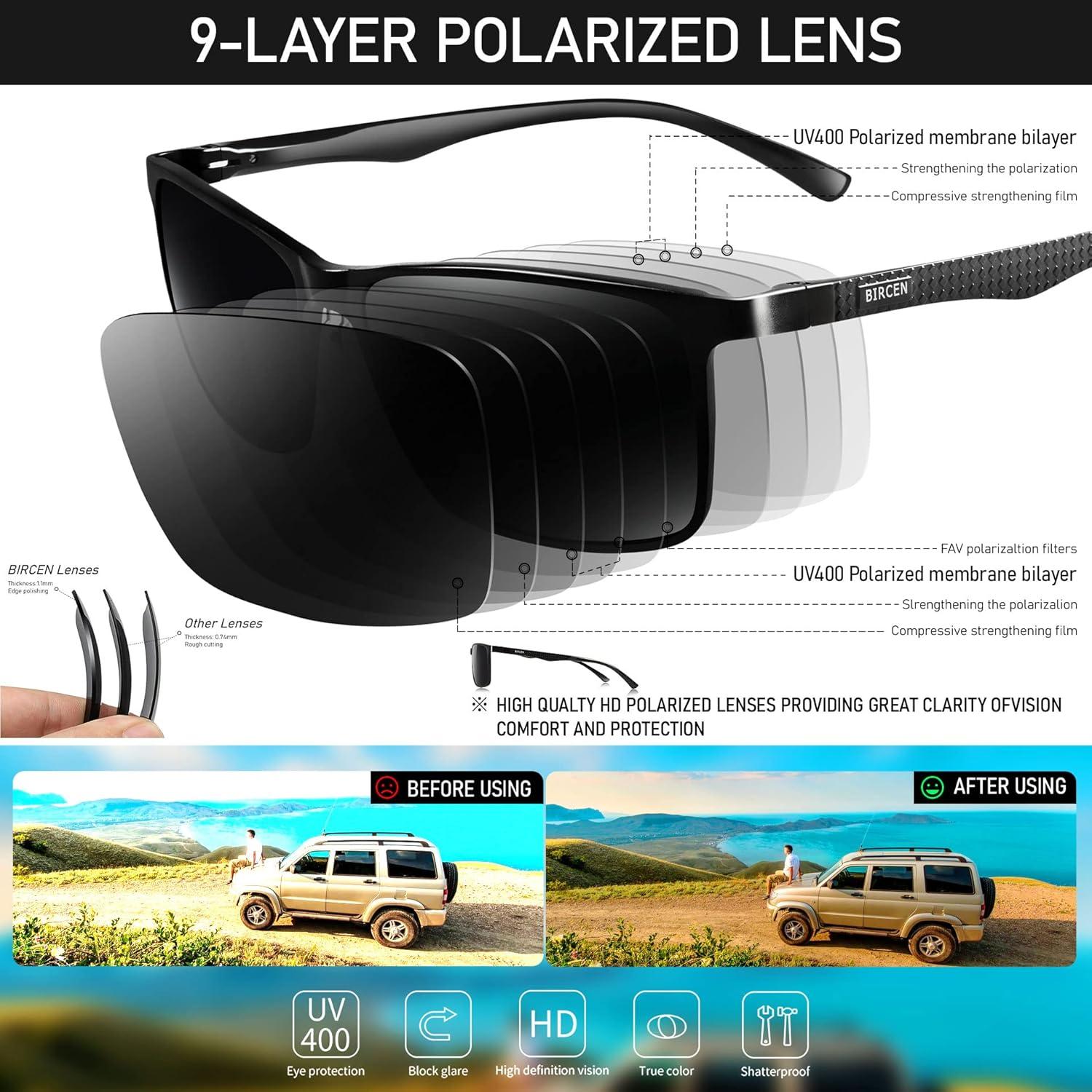 Gafas de sol BIRCEN polarizadas UV para hombres - Al-Mg