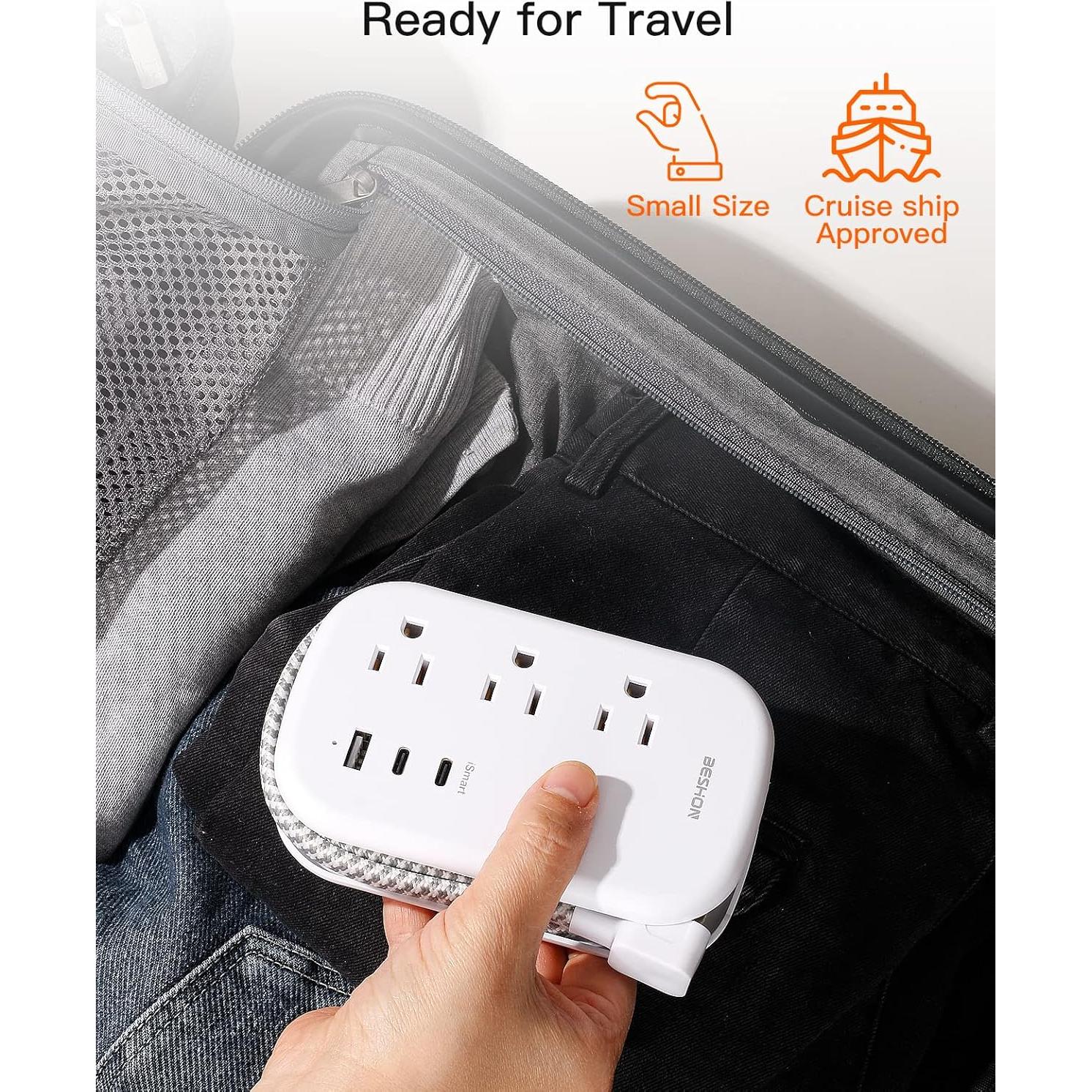 Regleta BESHON 3 Salidas y 3 USB-C, Cable 0.97m