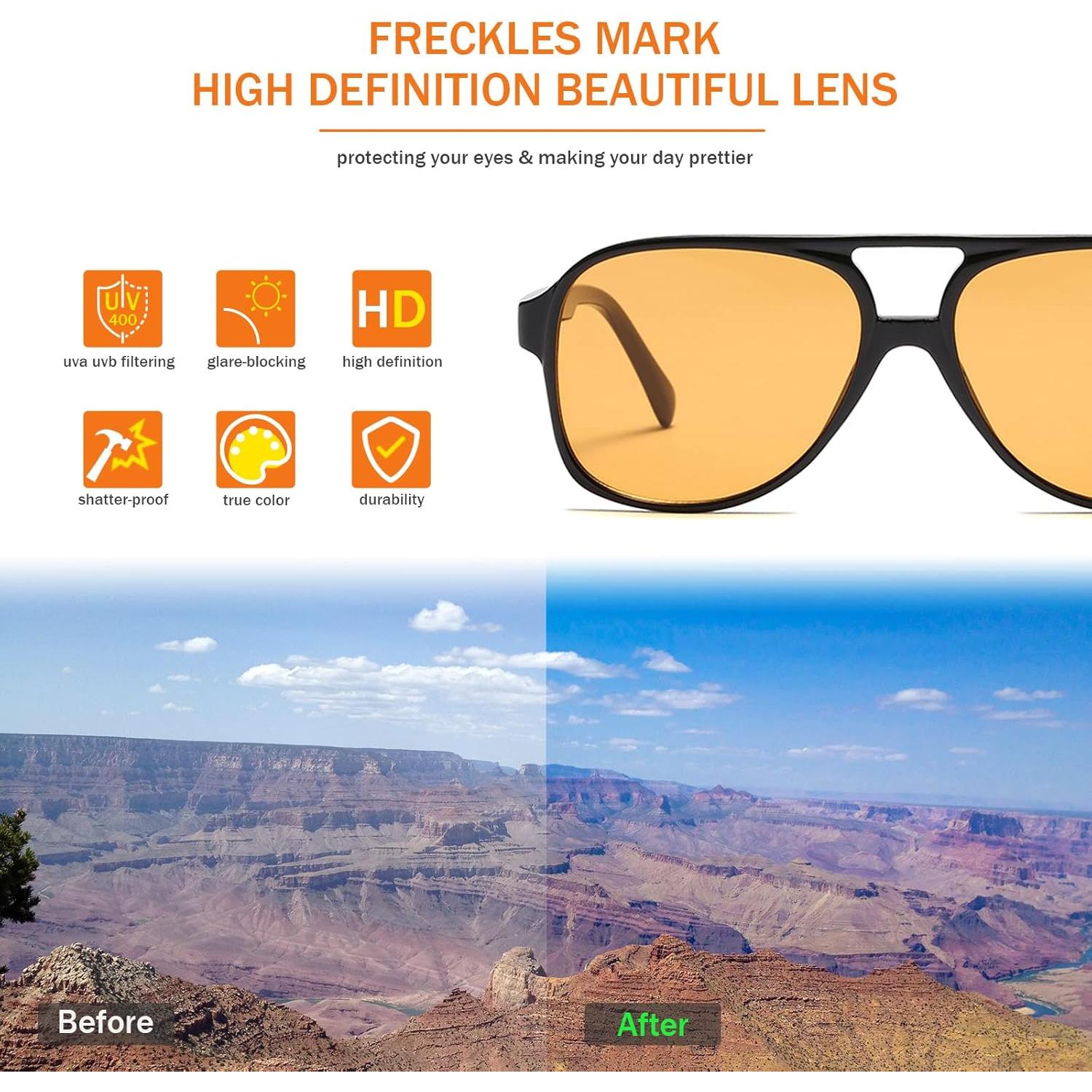 Gafas de sol aviador retro UV400 Amarillo Tintado