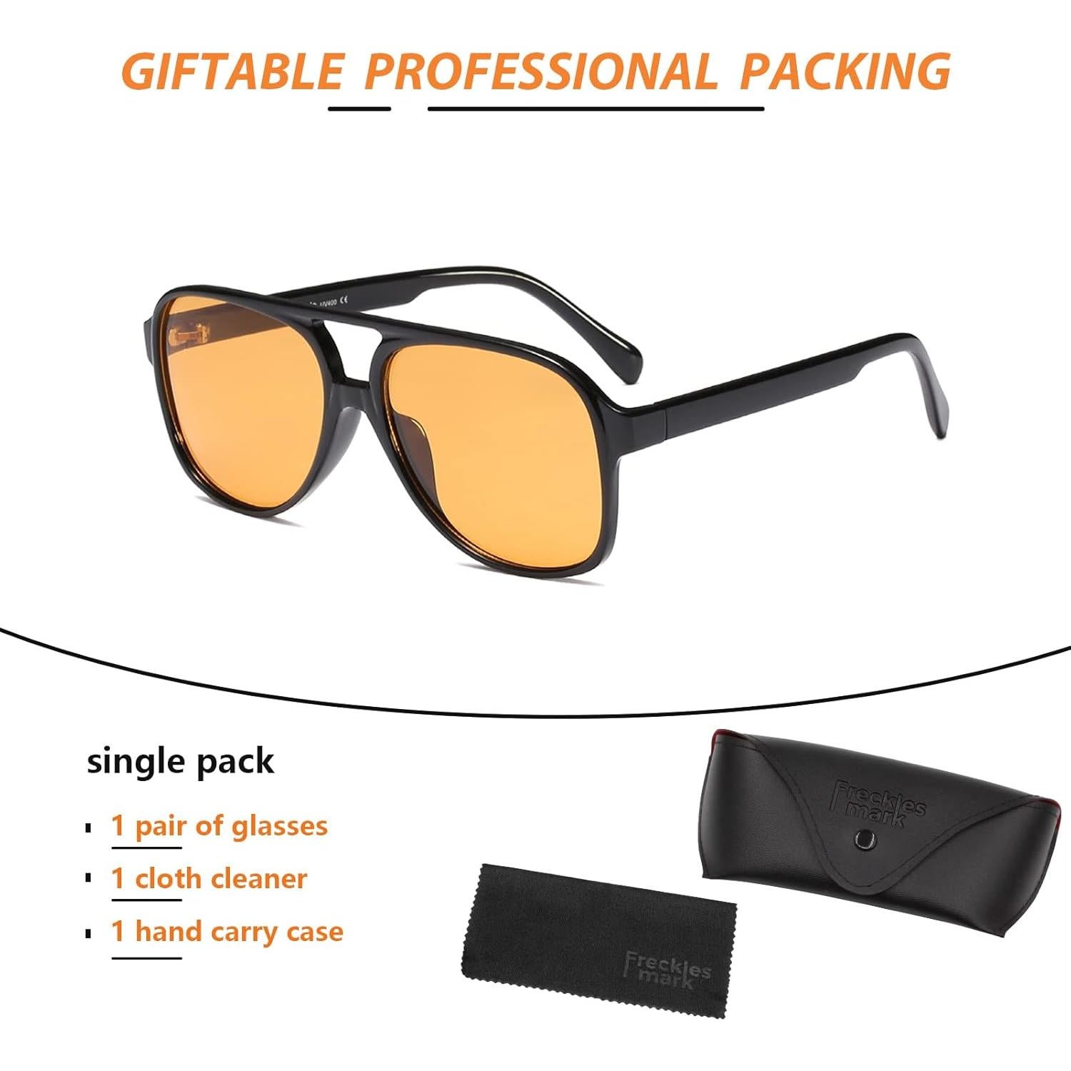 Gafas de sol aviador retro UV400 Amarillo Tintado