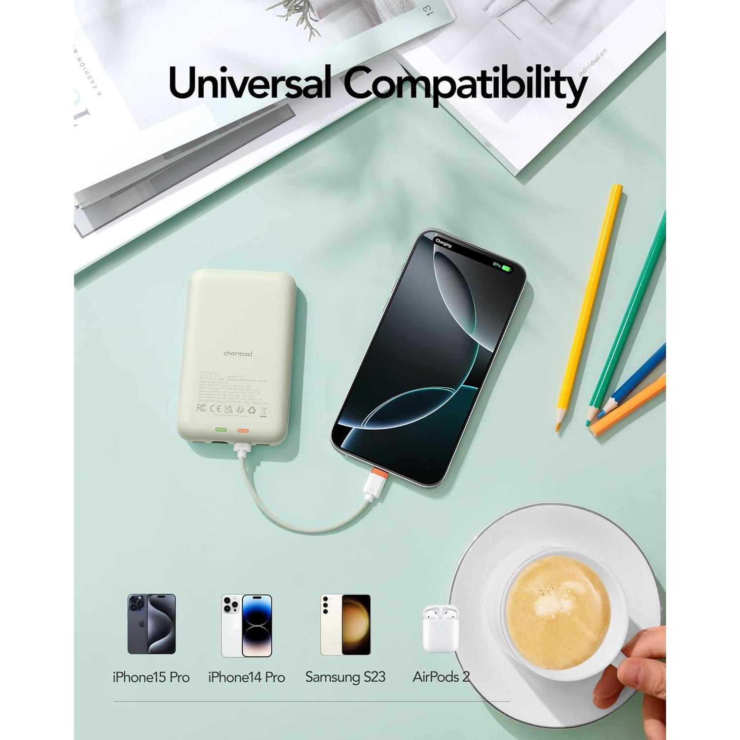 Cargador Portátil Charmast 10000mAh 20W Carga Rápida