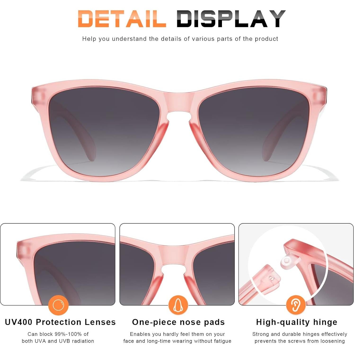 Gafas de sol DANAMY para mujeres UV400 polarizadas rosa
