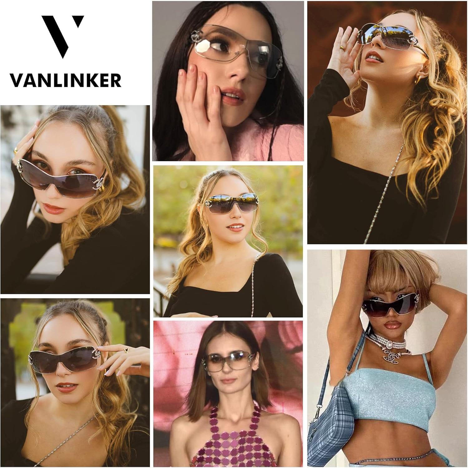 Gafas de sol envolventes VANLINKER Y2K marrón degradado