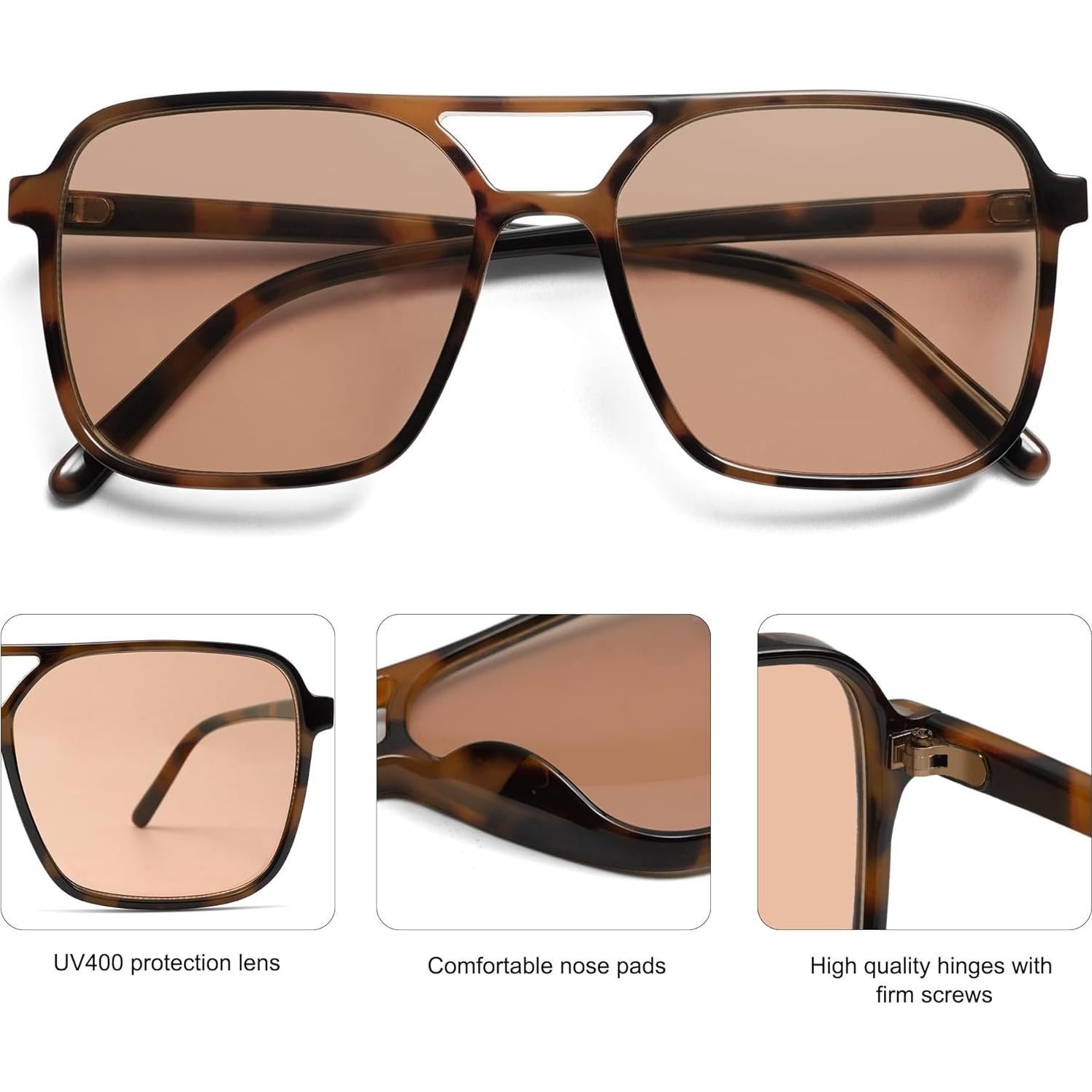 Gafas de sol aviador SojoS SJ2327 UV400 unisex carey marrón