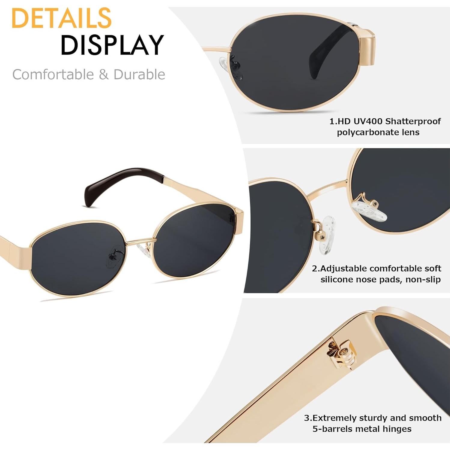 Gafas de sol ovaladas UV400 CL2501 para hombres y mujeres