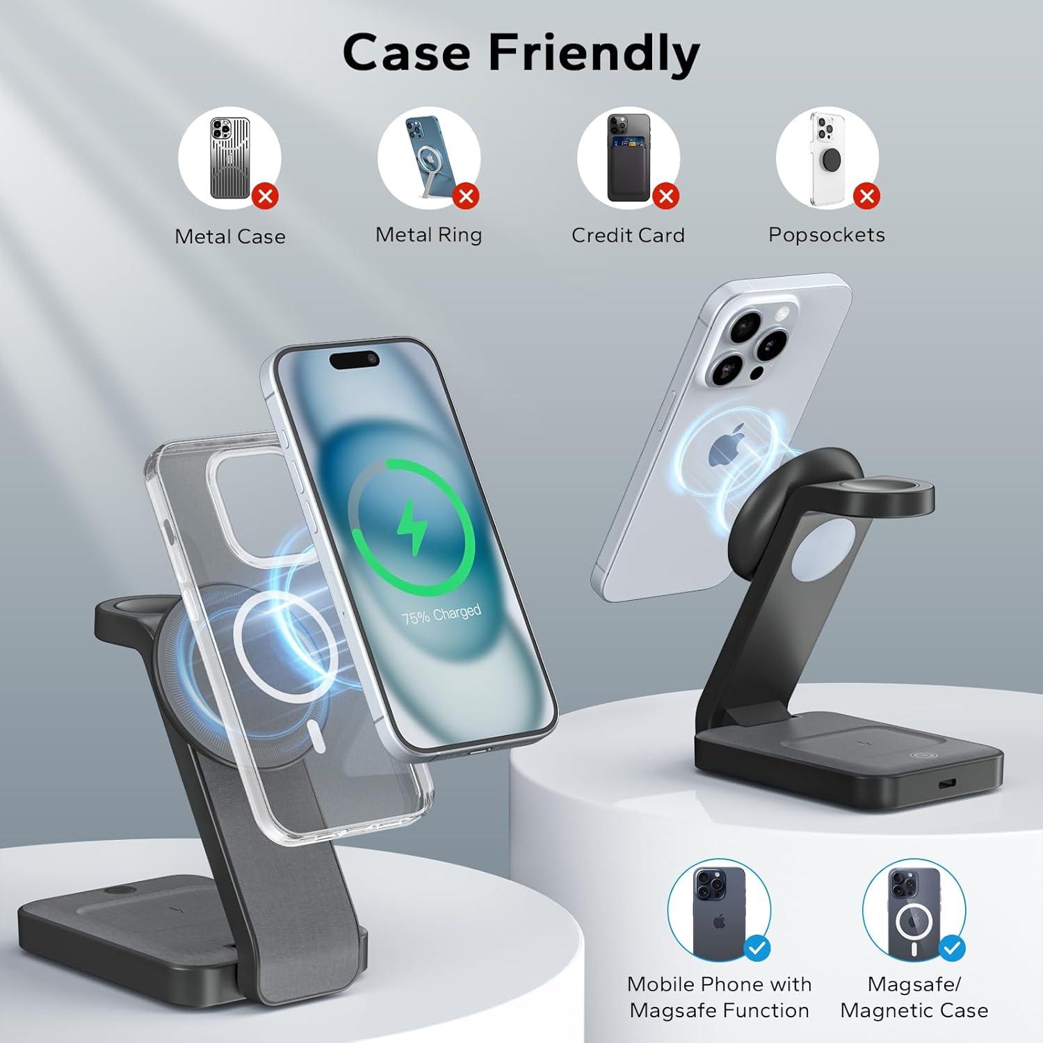 Estación de Carga Inalámbrica 3 en 1 eazpower Gris