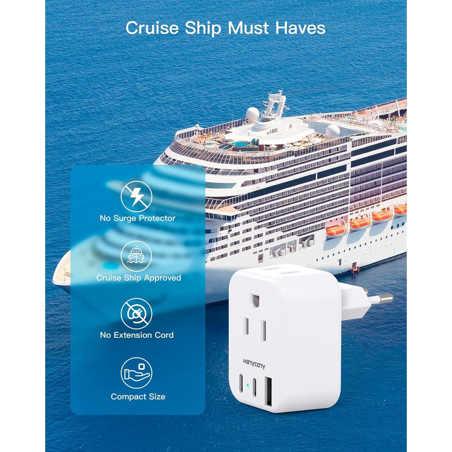 Adaptador de Enchufe de Viaje HANYCONY Tipo C 5 en 1 USB