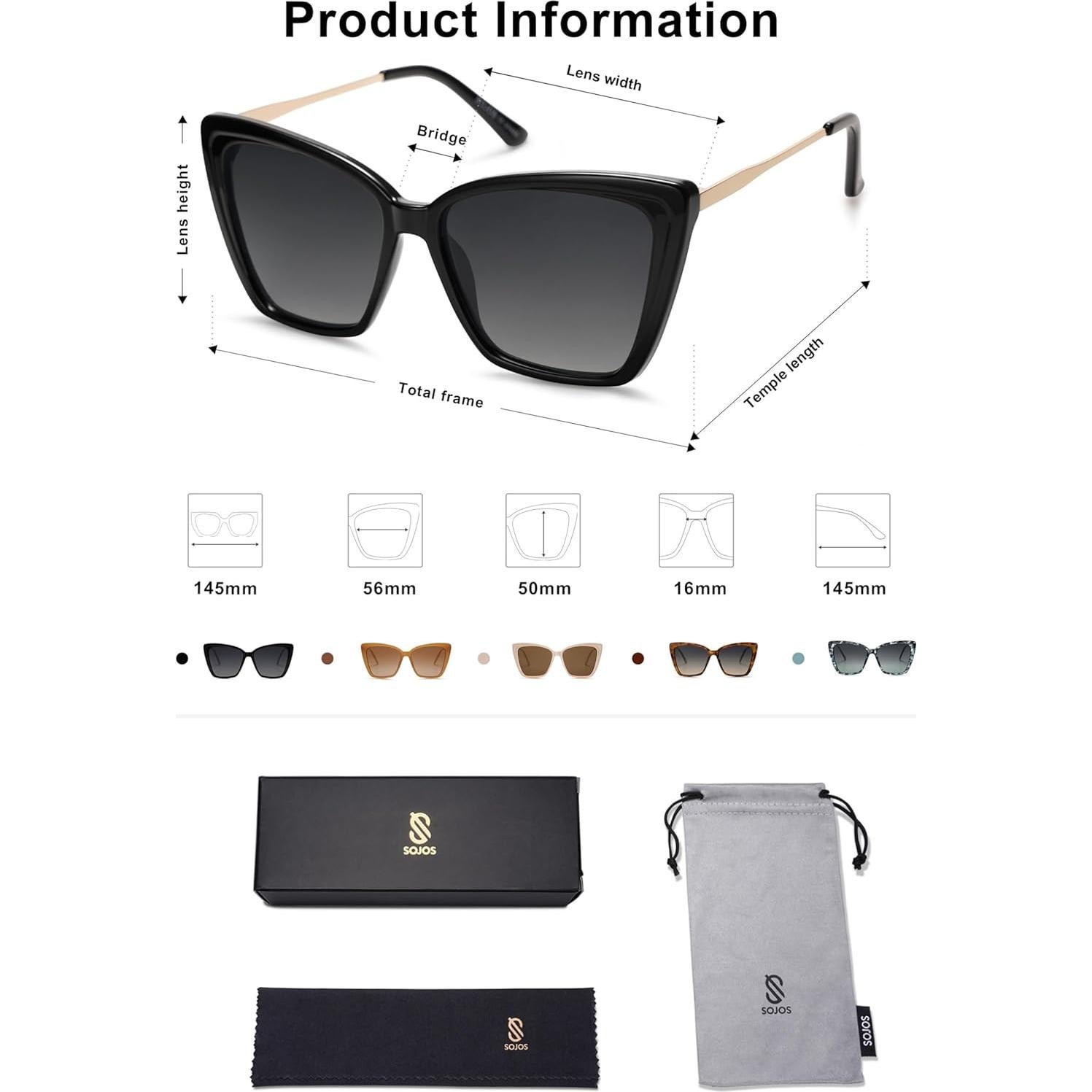 Gafas de sol polarizadas SOJOS SJ2206 estilo gato UV400