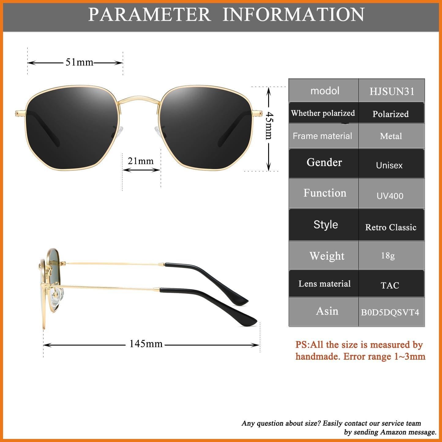 Gafas de sol polarizadas HJSTES hexagonales UV400