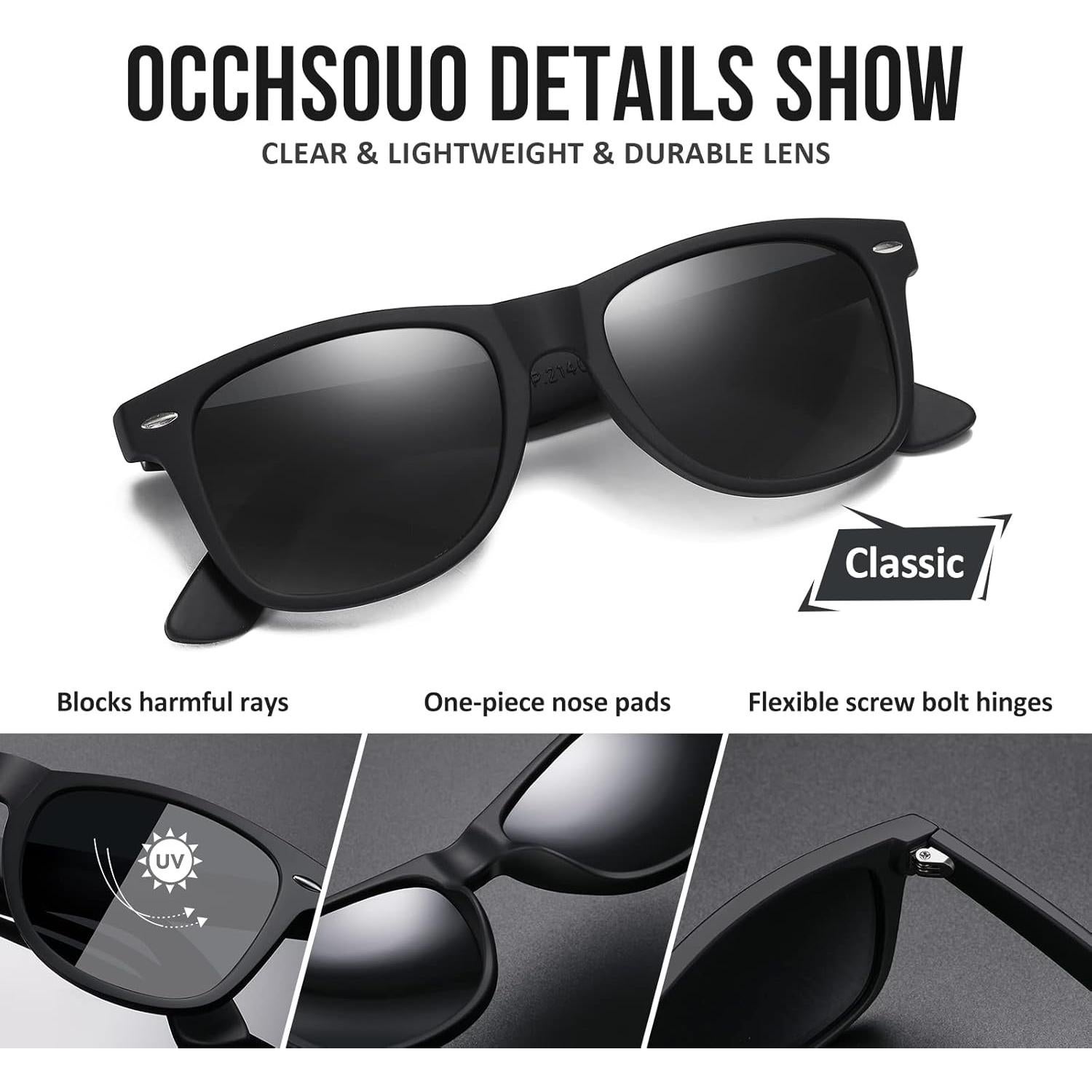 Gafas de sol polarizadas Occhsouo UV400 unisex retro