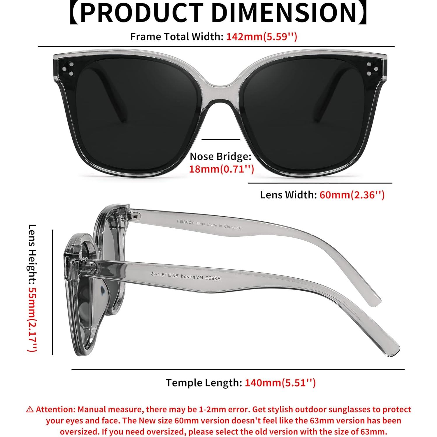 Gafas de Sol FEISEDY Cuadradas Polarizadas Retro 63mm