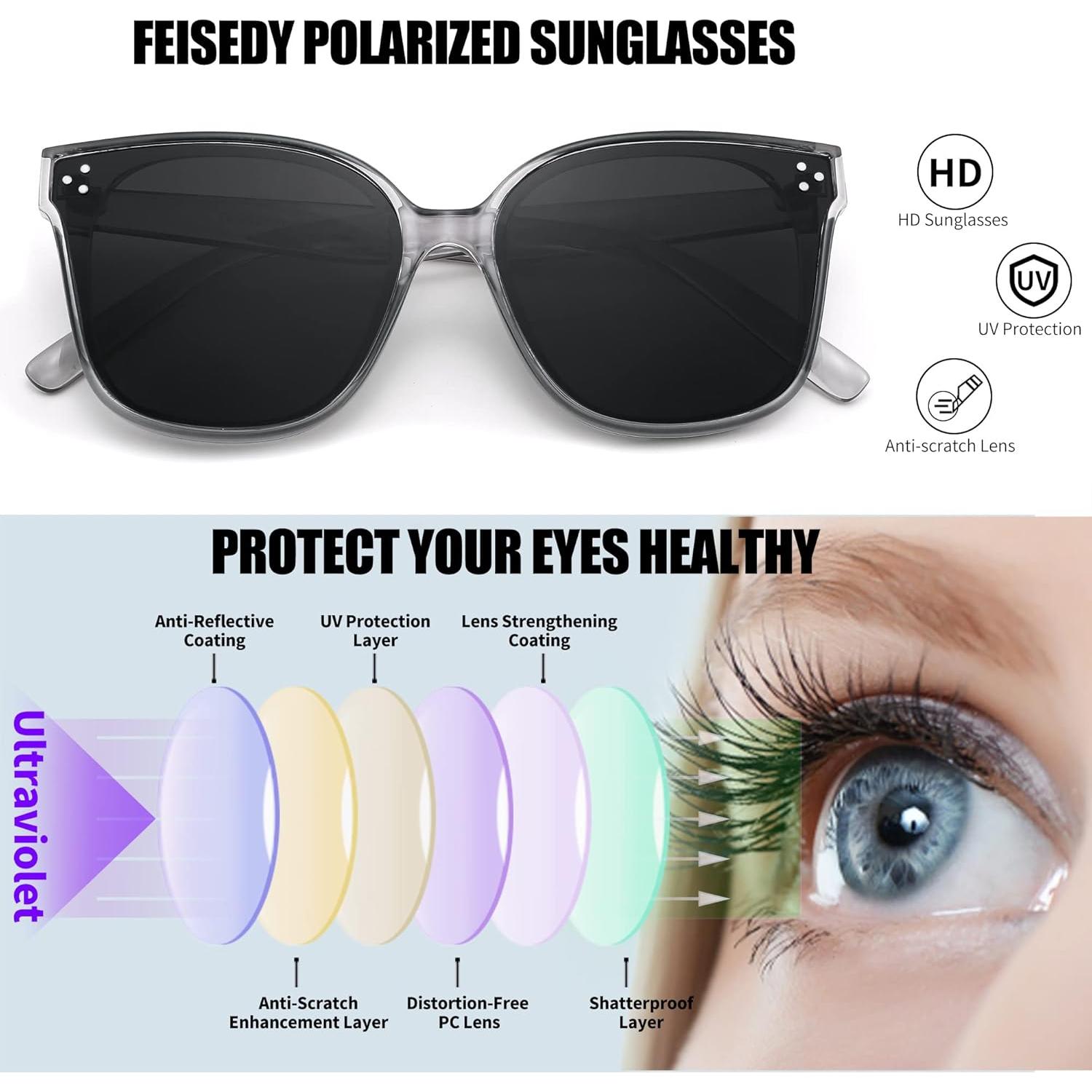 Gafas de Sol FEISEDY Cuadradas Polarizadas Retro 63mm