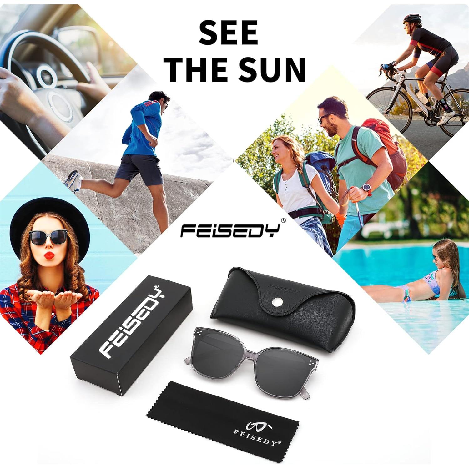 Gafas de Sol FEISEDY Cuadradas Polarizadas Retro 63mm