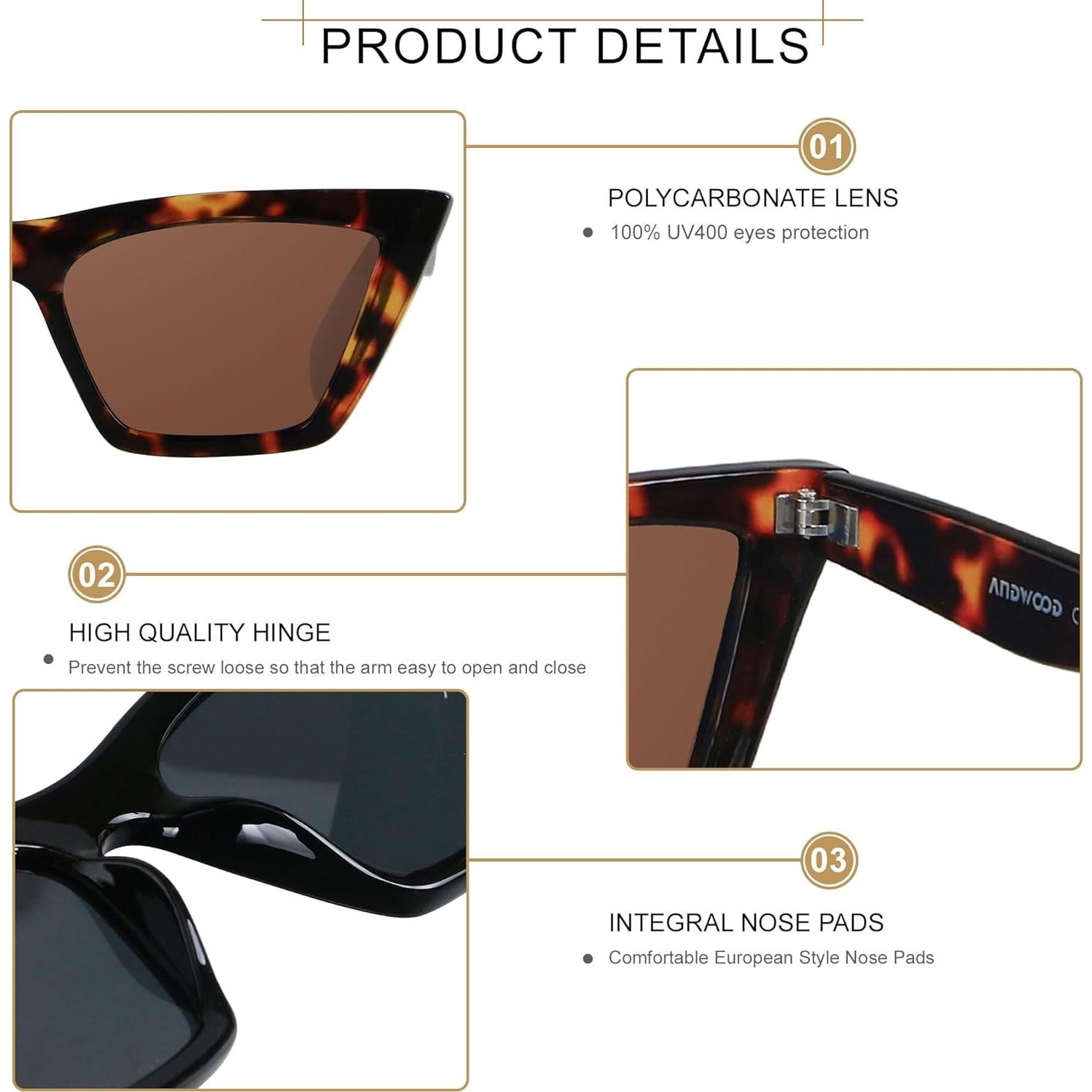 Gafas de sol Cat Eye ANDWOOD UV400 para mujeres