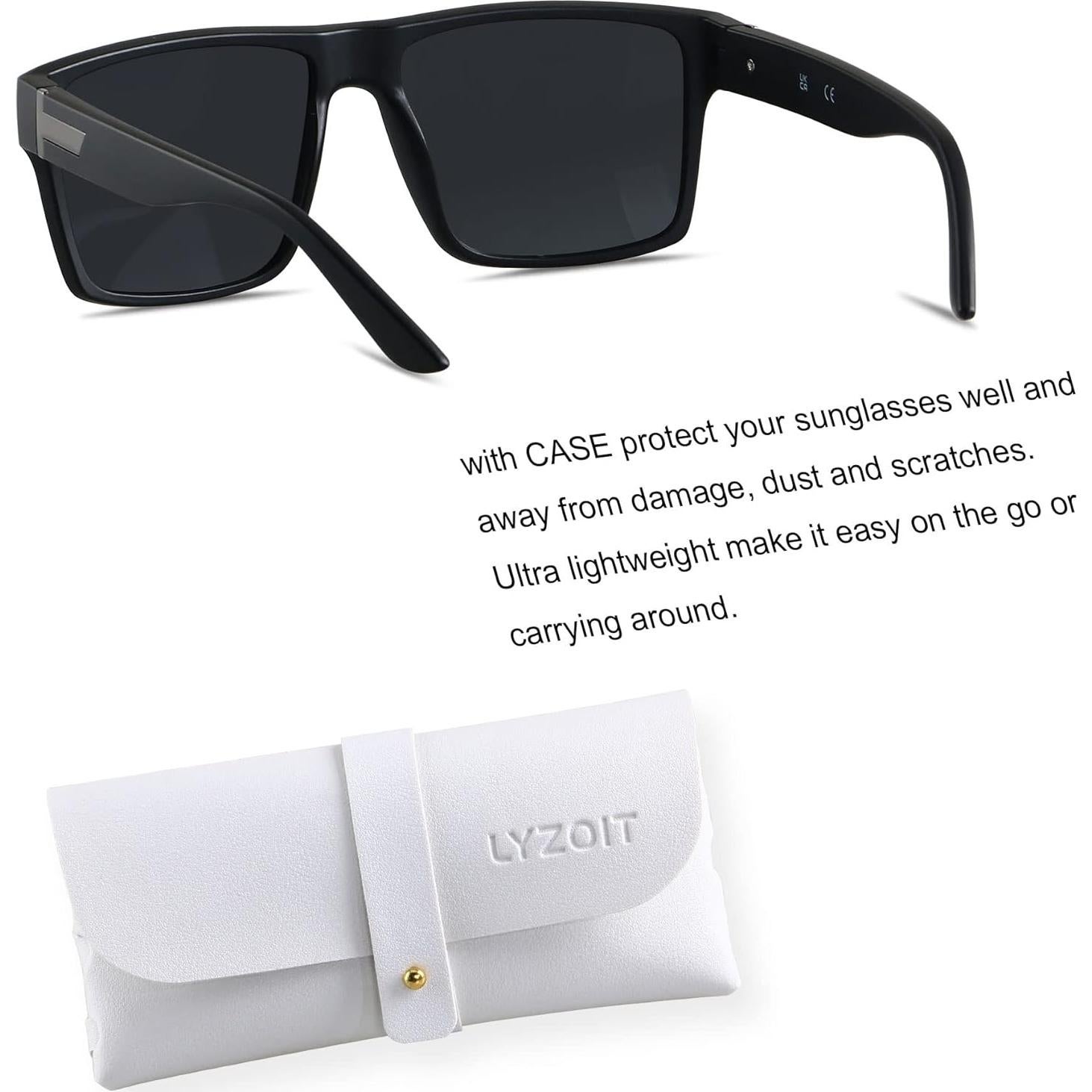 Gafas de sol cuadradas LYZOIT UV400 polarizadas grandes