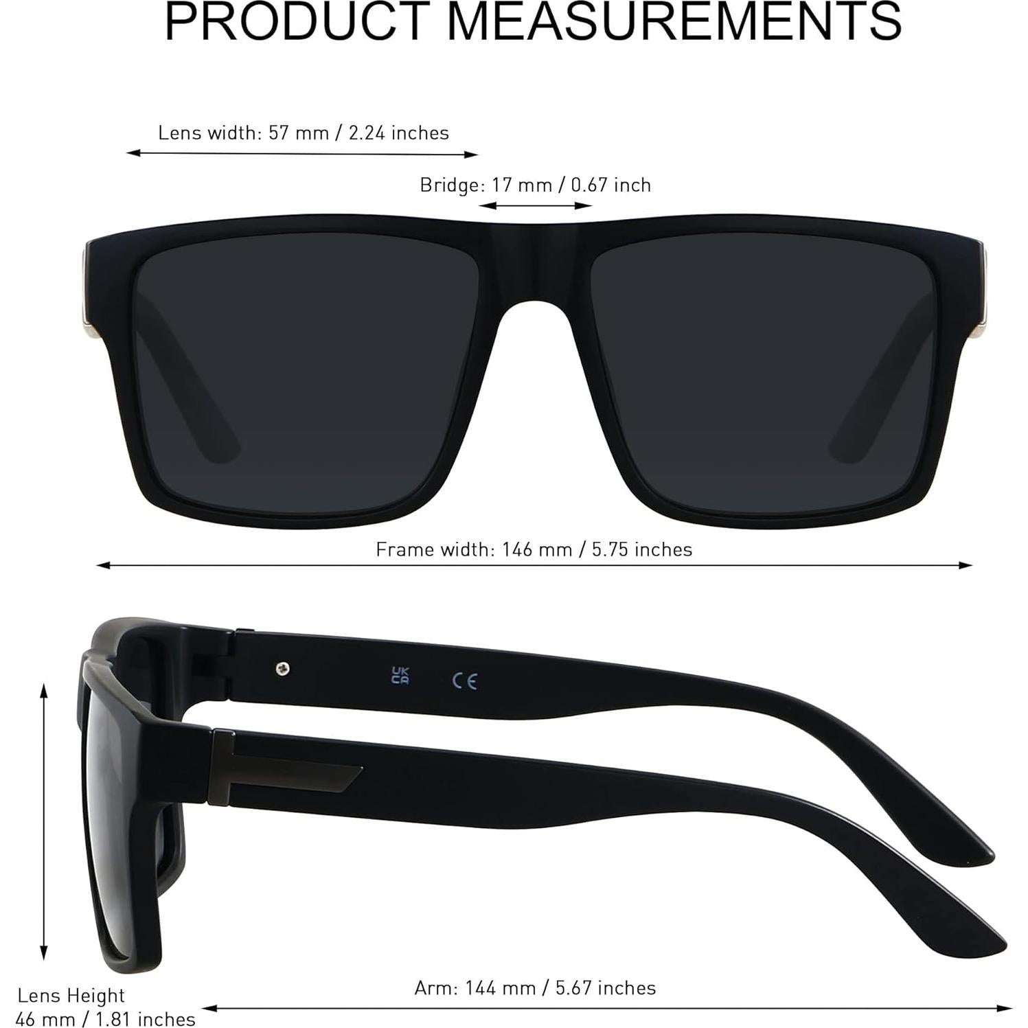 Gafas de sol cuadradas LYZOIT UV400 polarizadas grandes