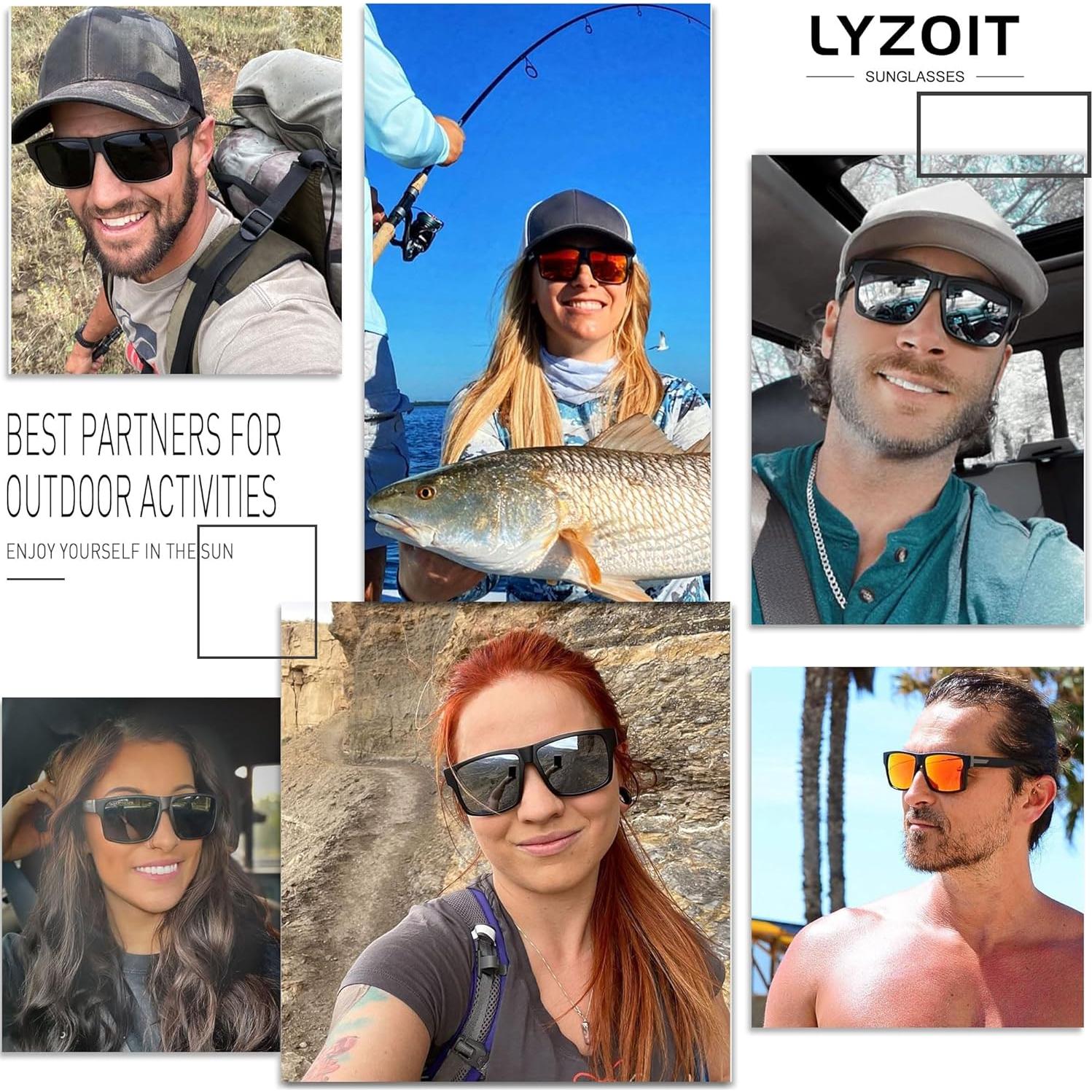 Gafas de sol cuadradas LYZOIT UV400 polarizadas grandes