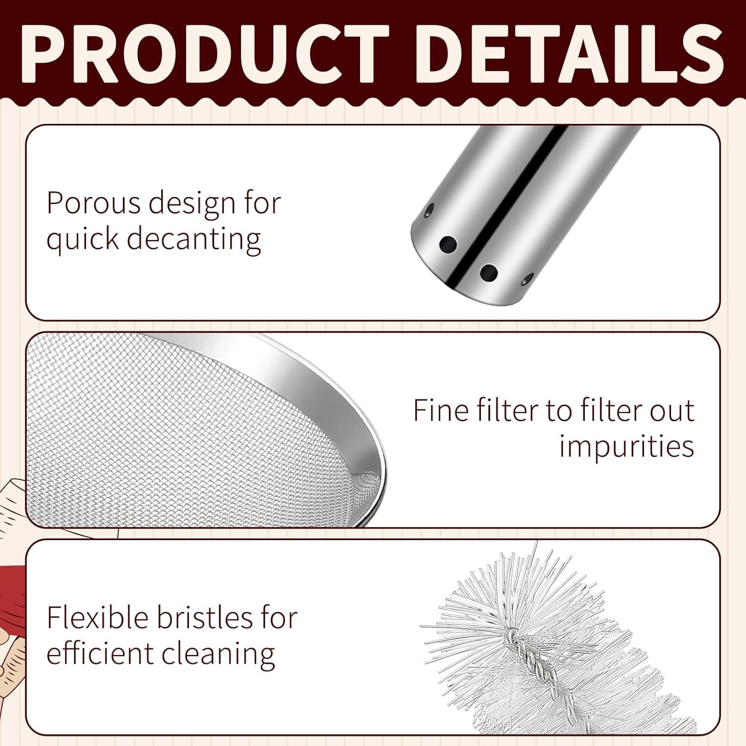 Embudo de Vino Aerador Potchen con Filtro de Acero Inoxidable