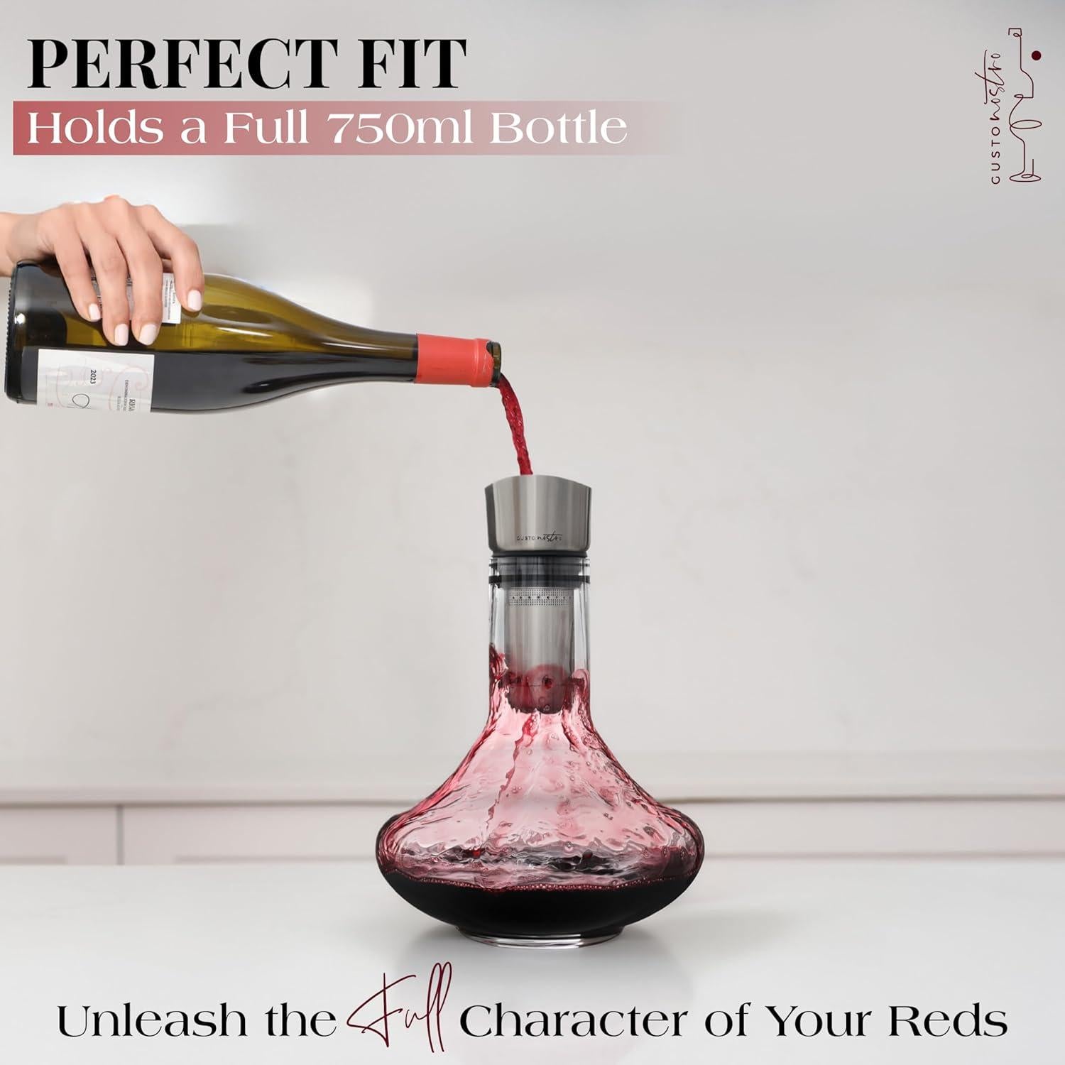 Decantador de Vino de Cristal Gusto Nostro 750ml con Aerador