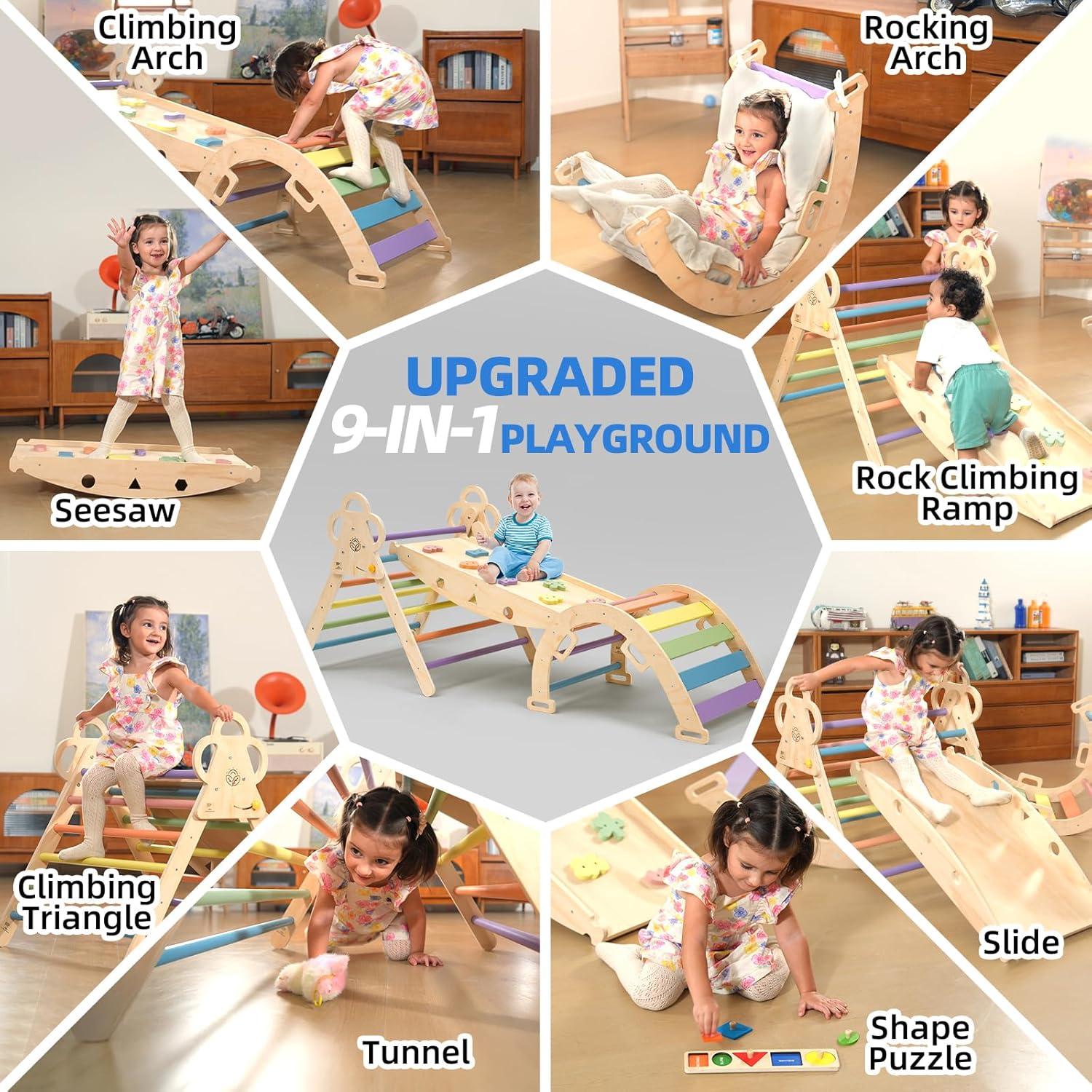 Juego de Triángulo Pikler Venseen 9-en-1 para Bebés