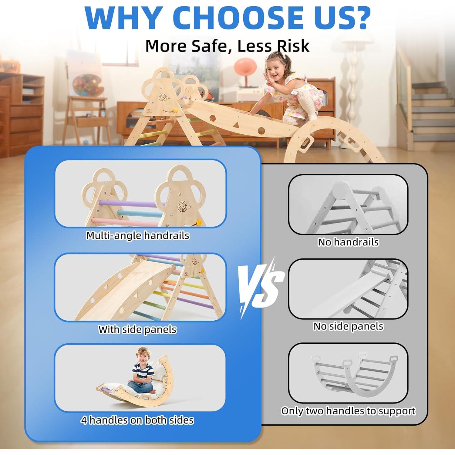 Juego de Triángulo Pikler Venseen 9-en-1 para Bebés