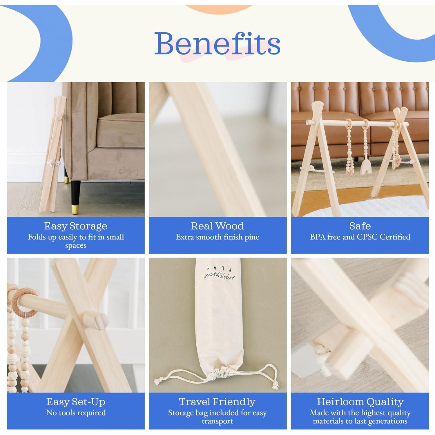 Gimnasio de Juego de Madera Natural Semillas de Amapola 4 Juguetes