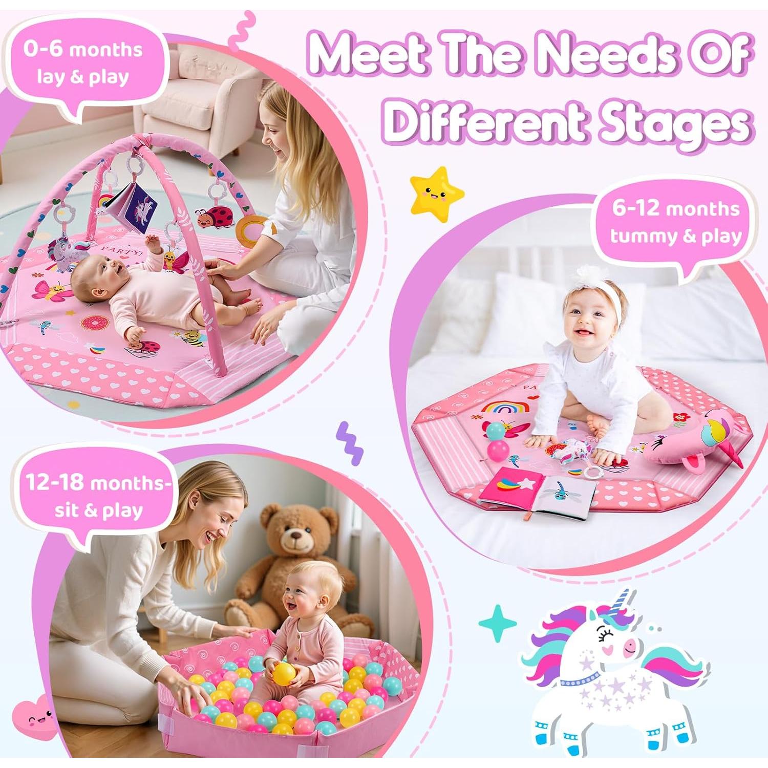 Alfombra de Juego para Bebés Unicornio Windidi 9-en-1 Lavable