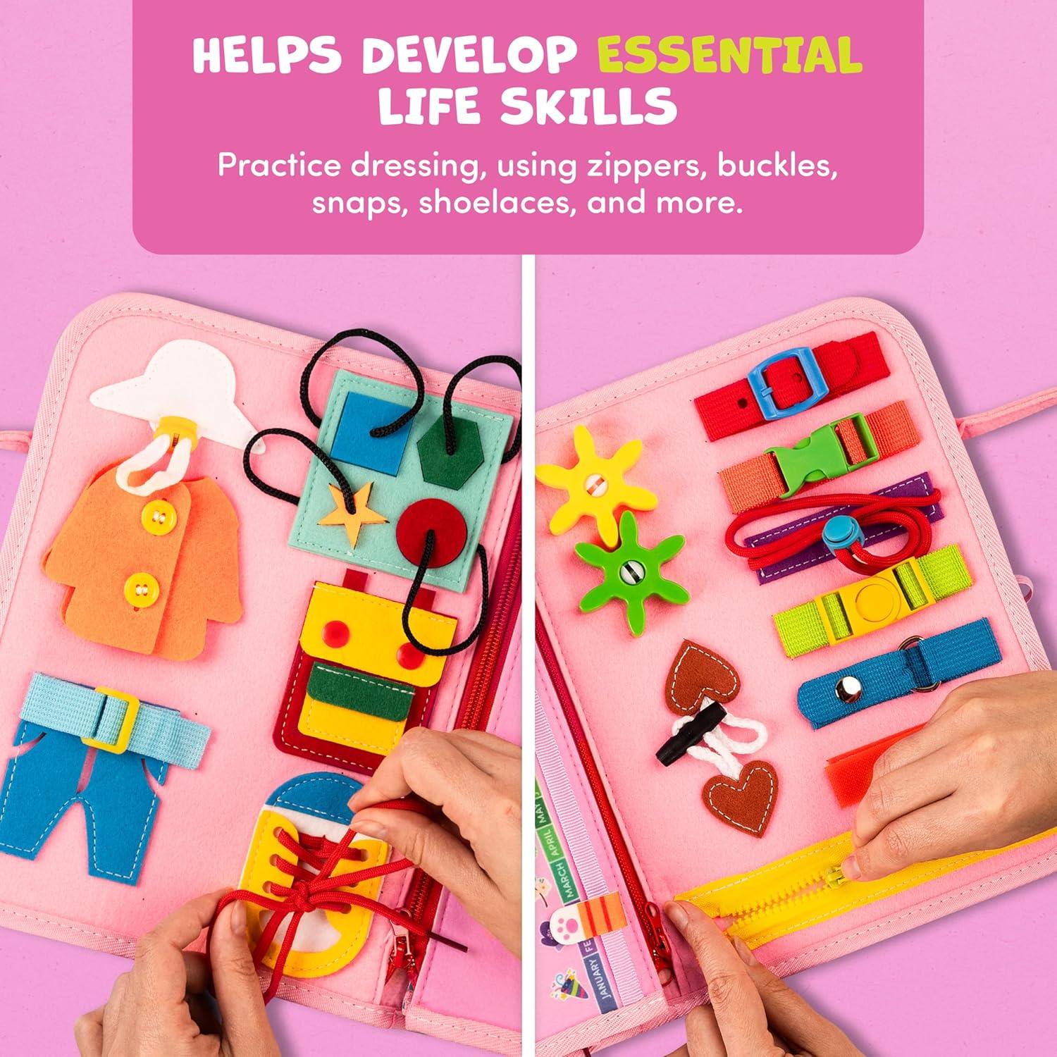 Clever Fox Busy Board Montessori Rosa - 20+ Actividades para Niños 2-4 Años