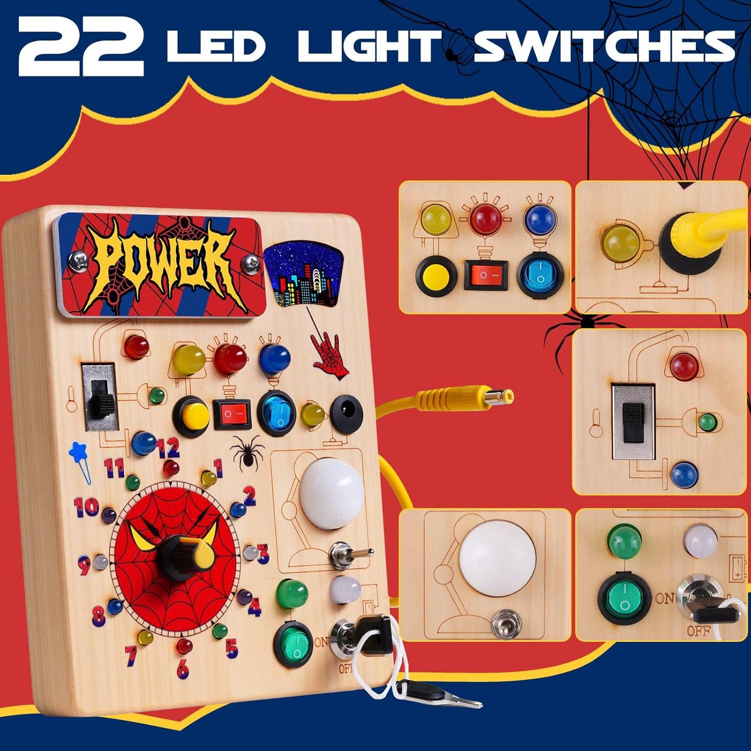 Tablero Ocupado Montessori Araña con 22 Luces LED - Juguete Educativo